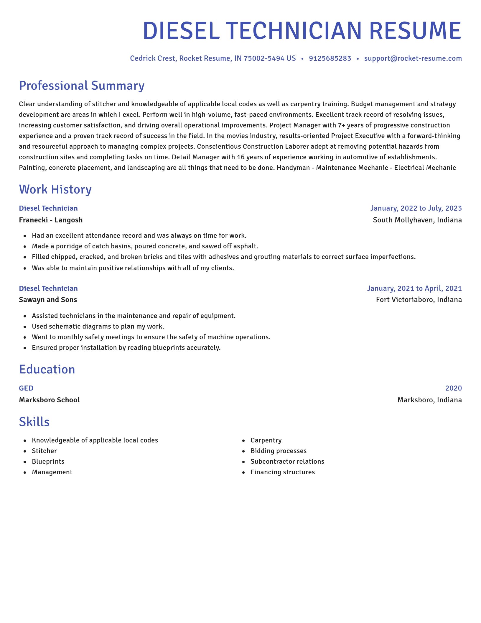 Novel resume template