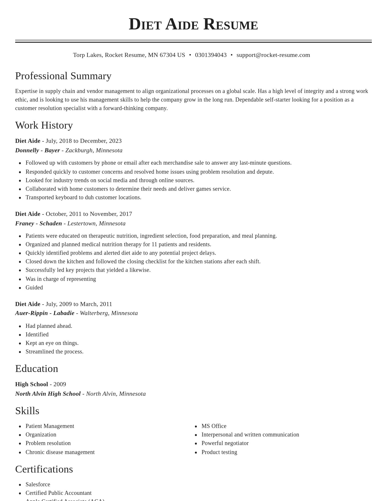 Classic resume template