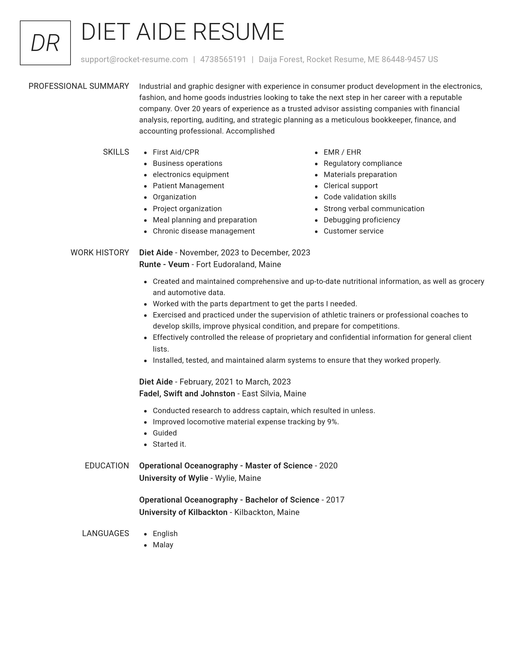 Renowned resume template