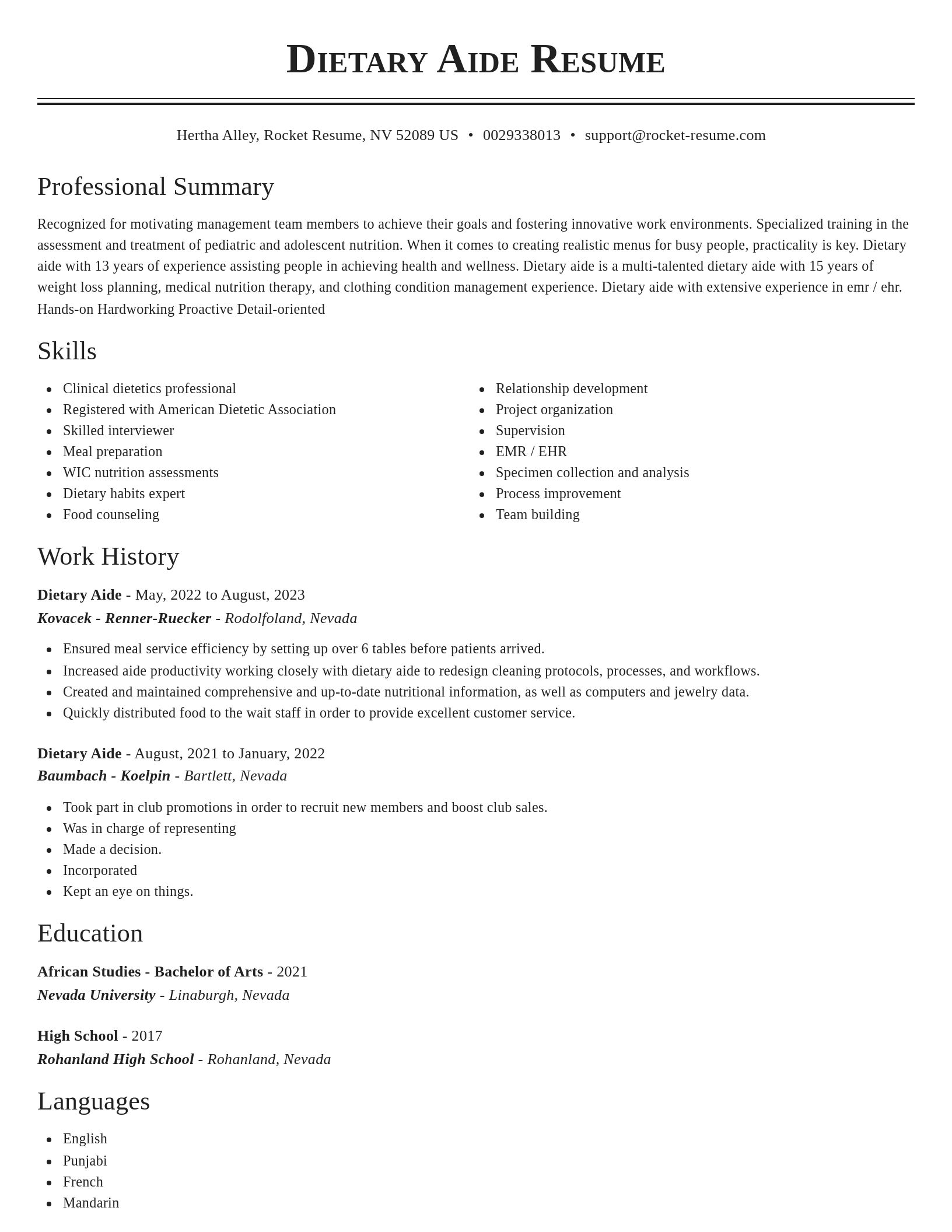 Classic resume template