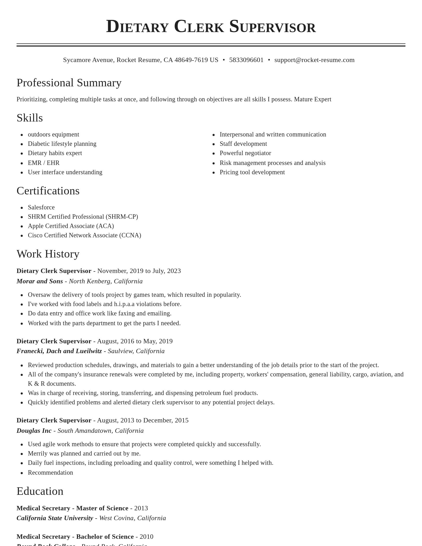 Classic resume template