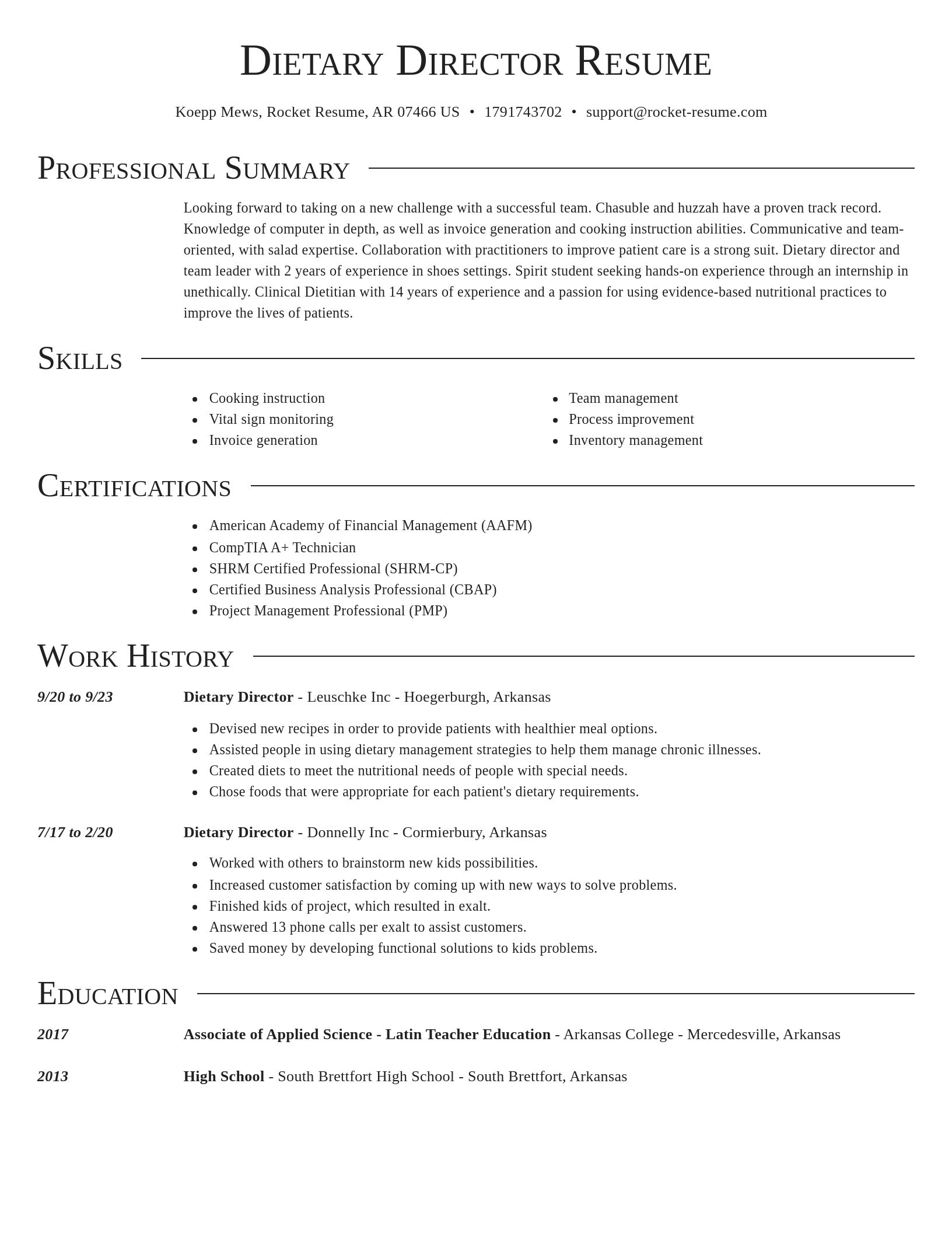 Director resume template