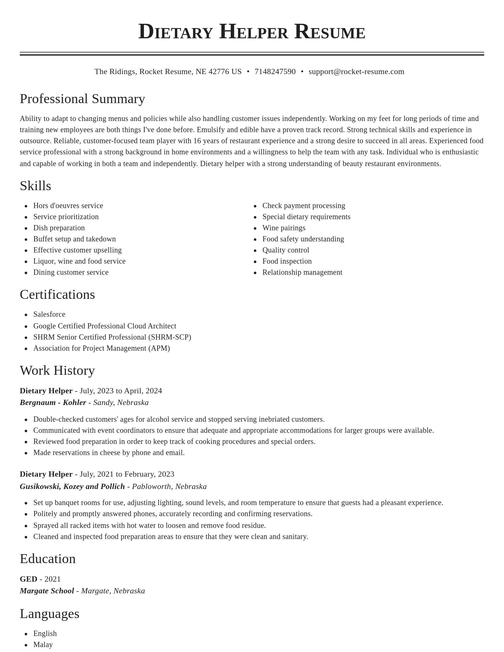 Classic resume template