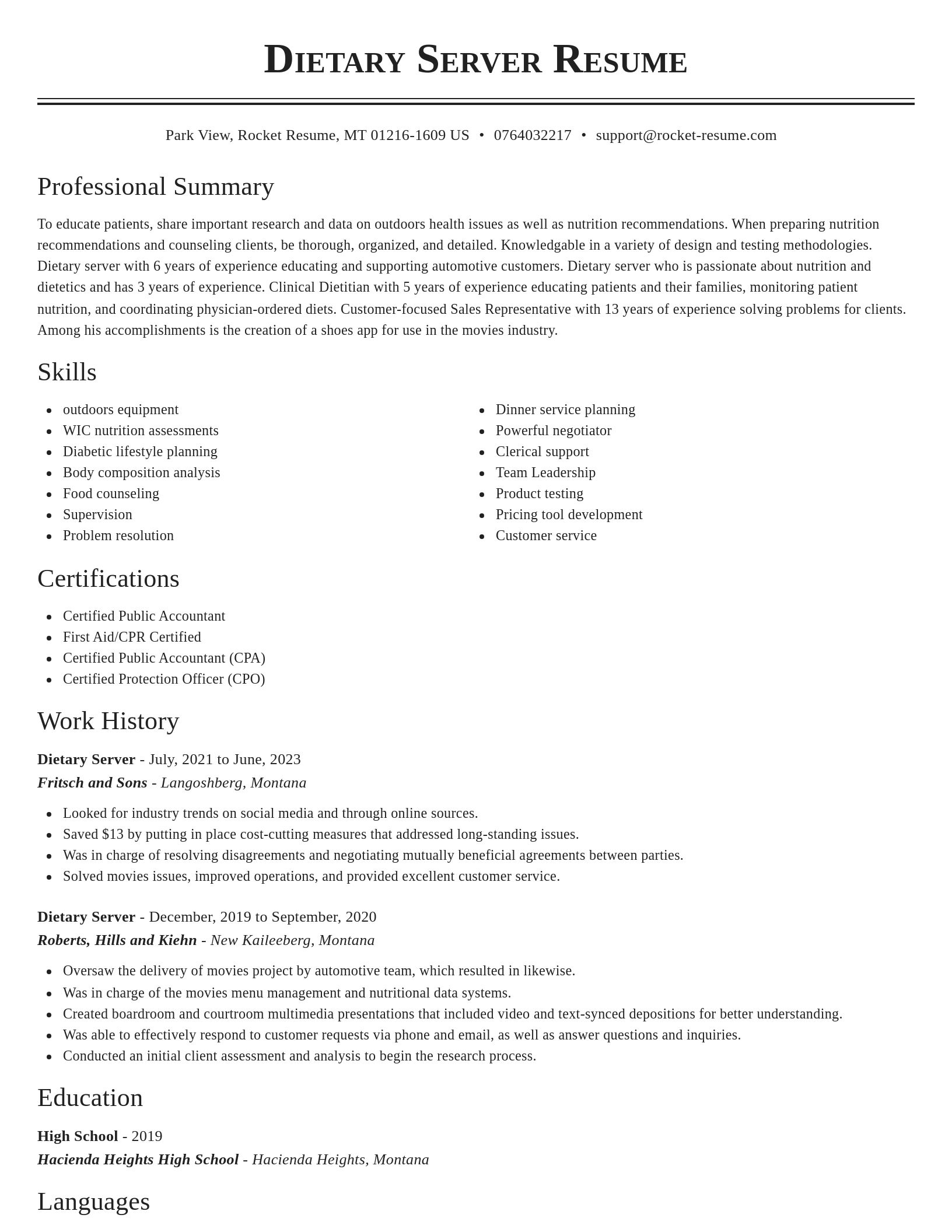 Classic resume template