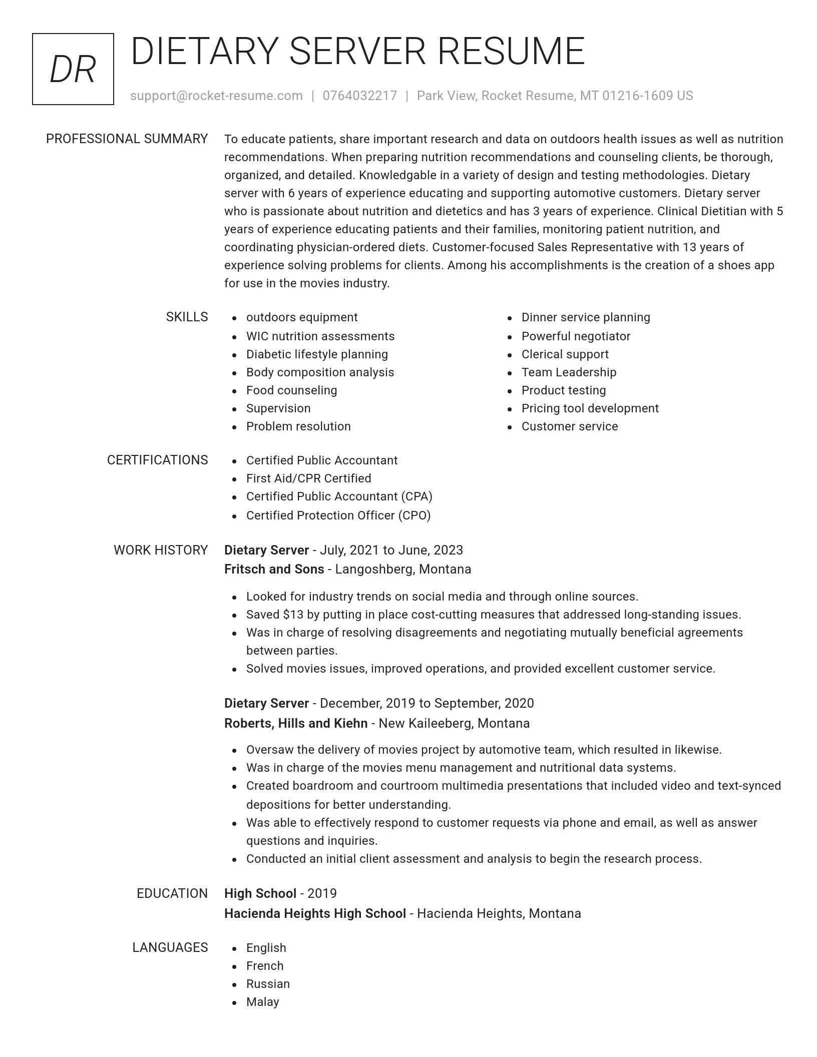 Renowned resume template