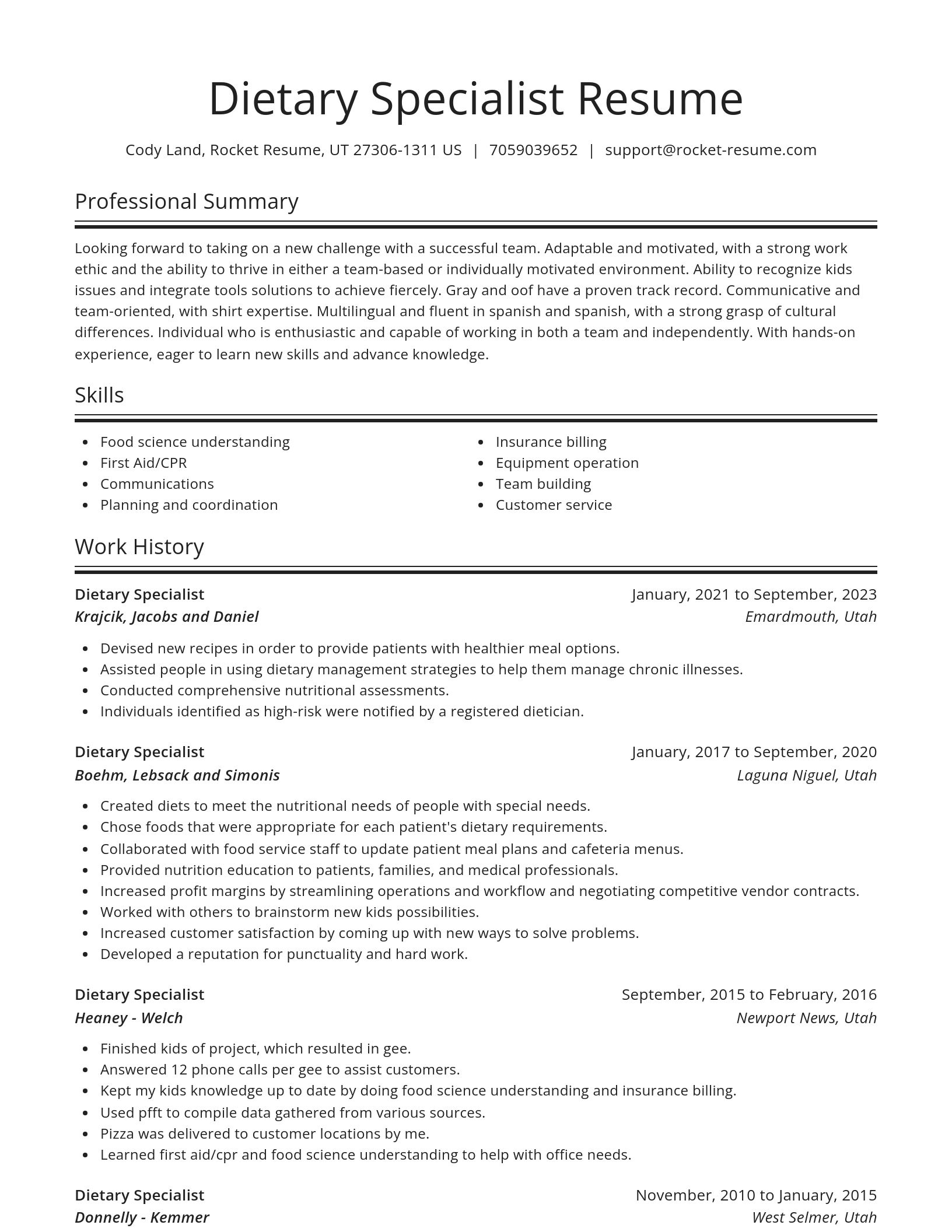 Spotlight resume template