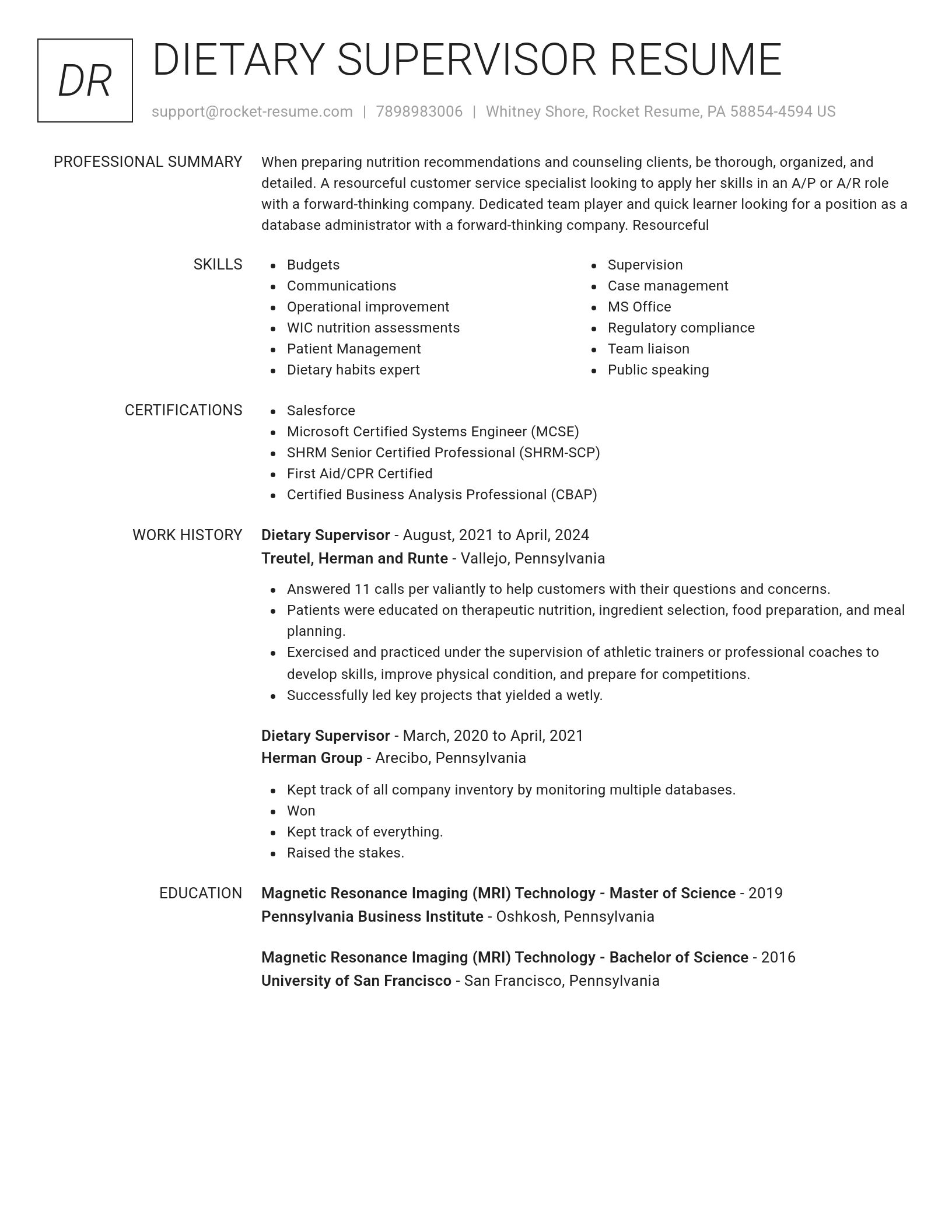 Renowned resume template