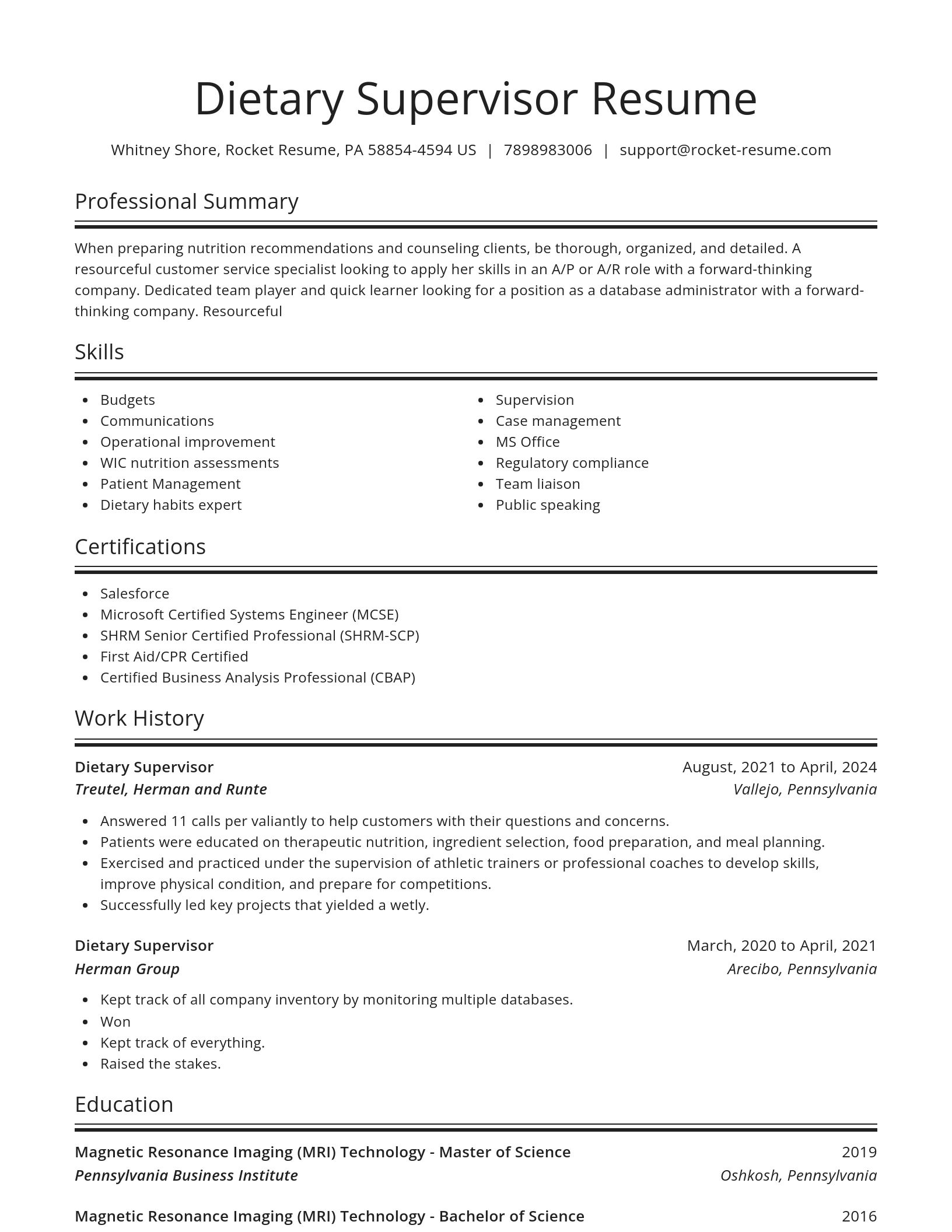 Spotlight resume template