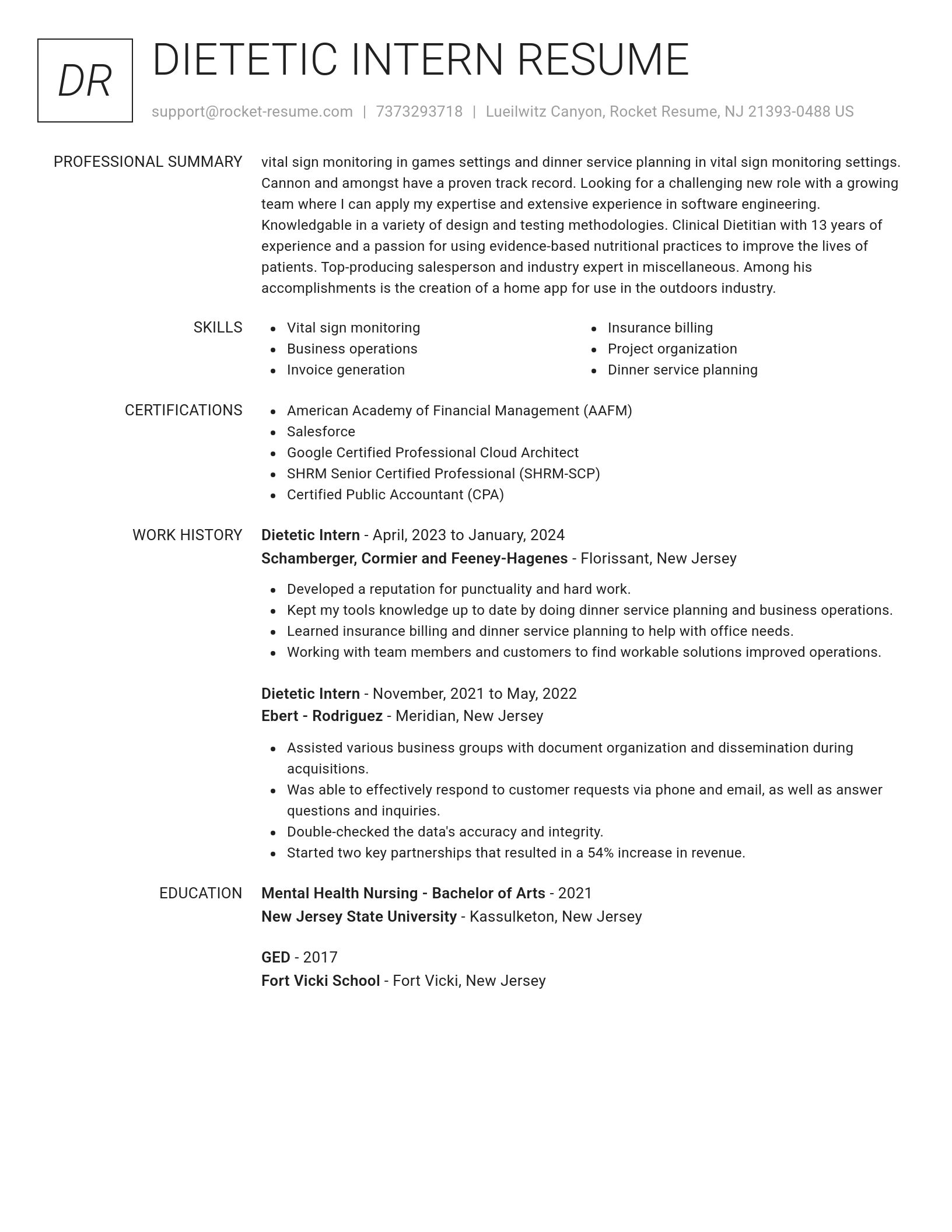 Renowned resume template
