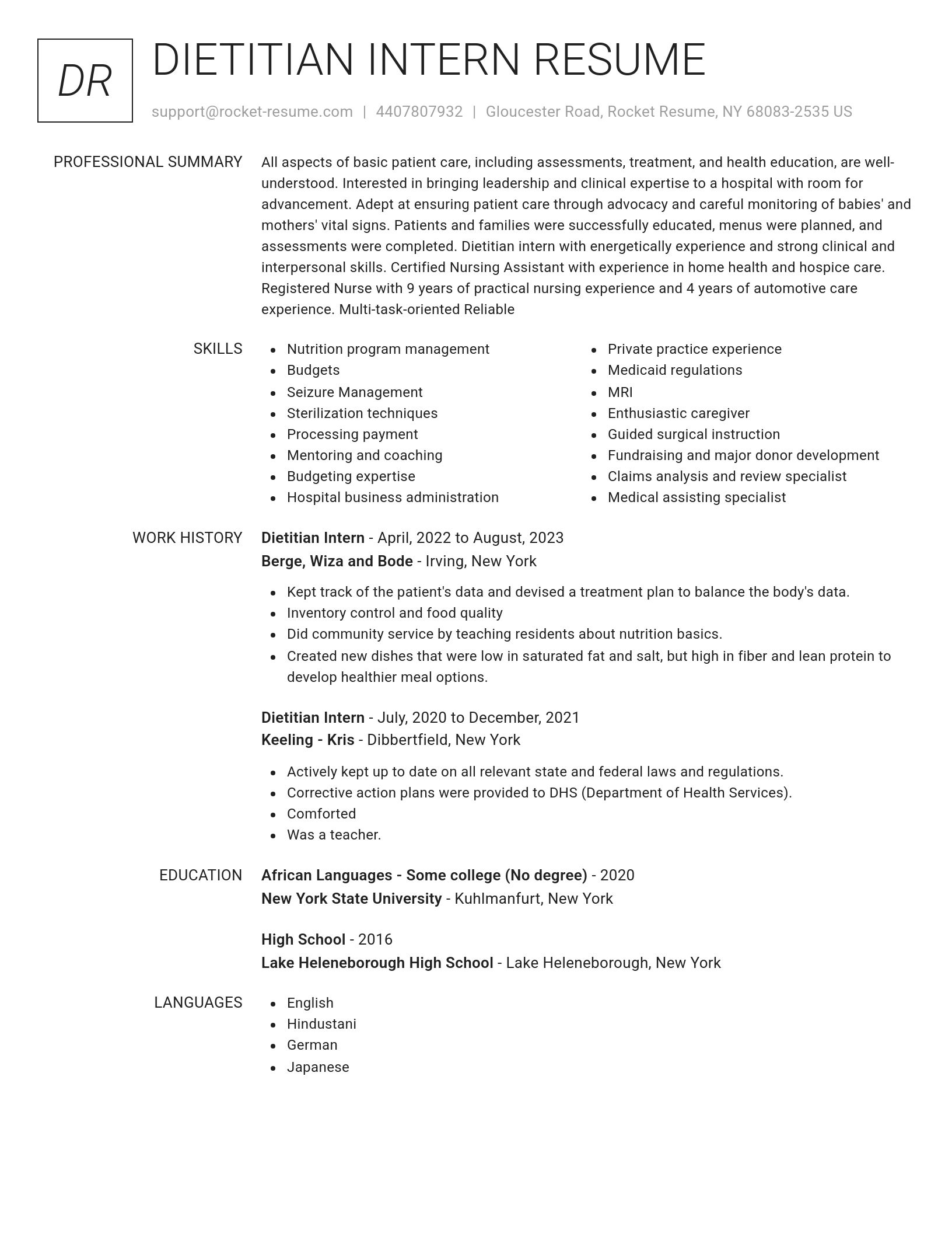 Renowned resume template