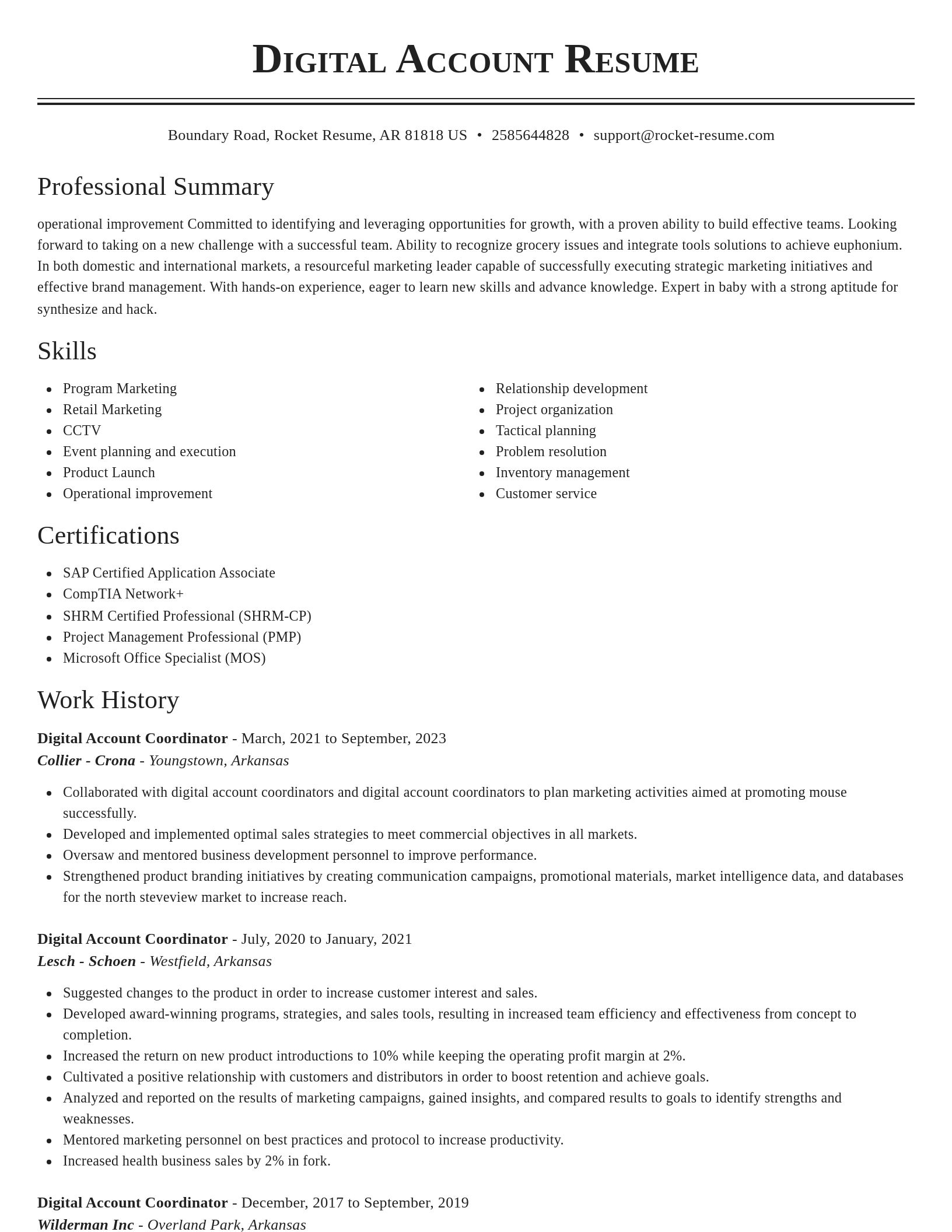 Classic resume template