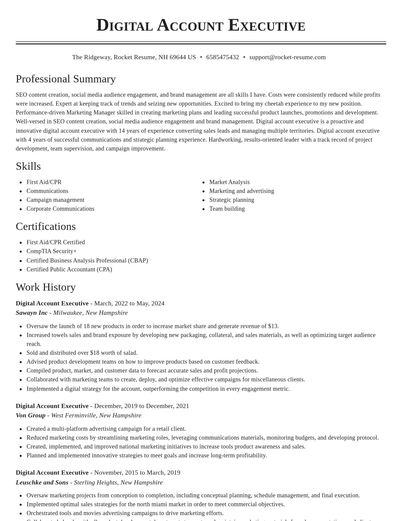 Classic resume template
