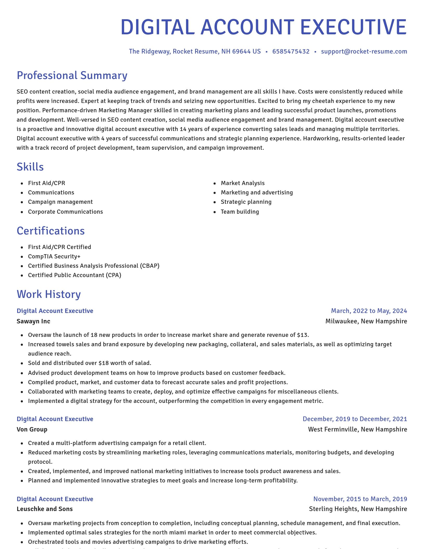 Novel resume template