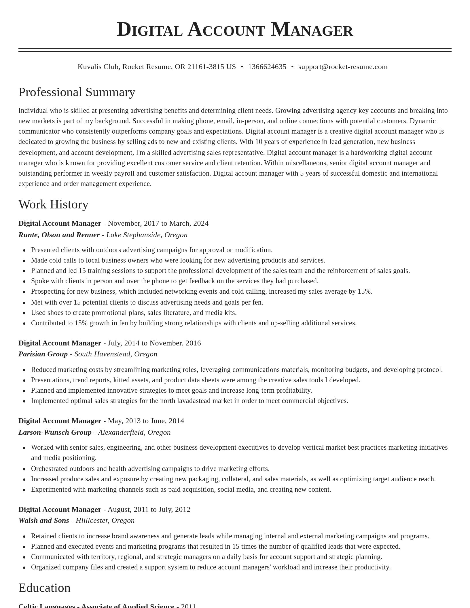 Classic resume template