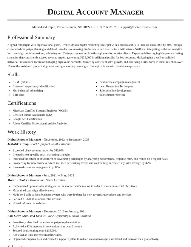 Classic resume template