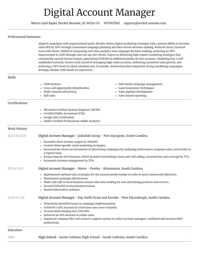 Dignified resume template