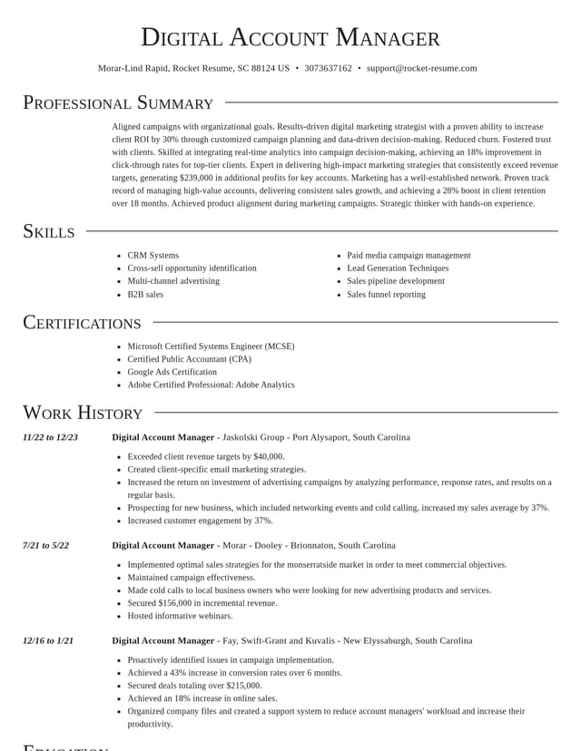 Director resume template