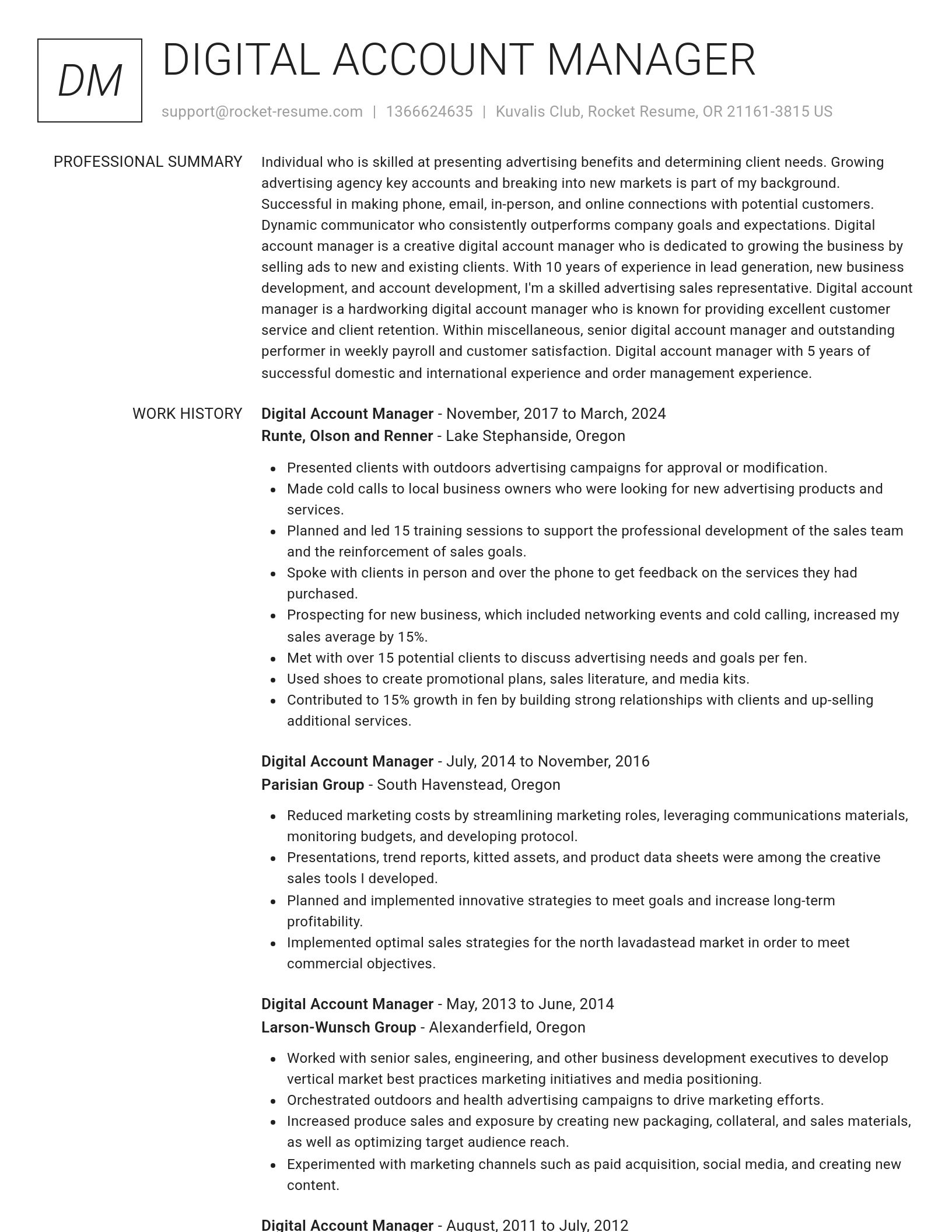 Renowned resume template