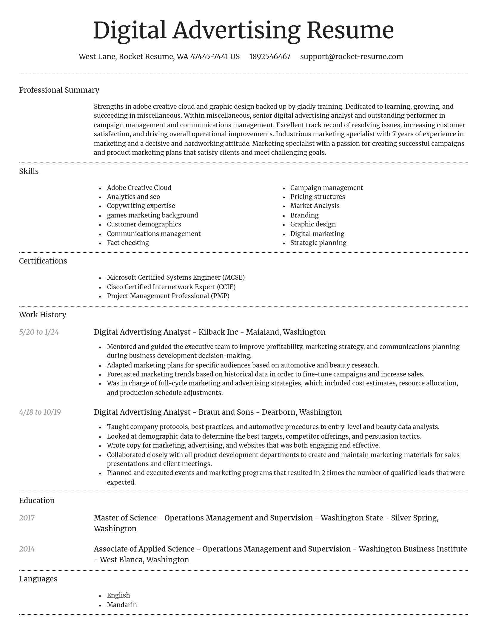 Dignified resume template