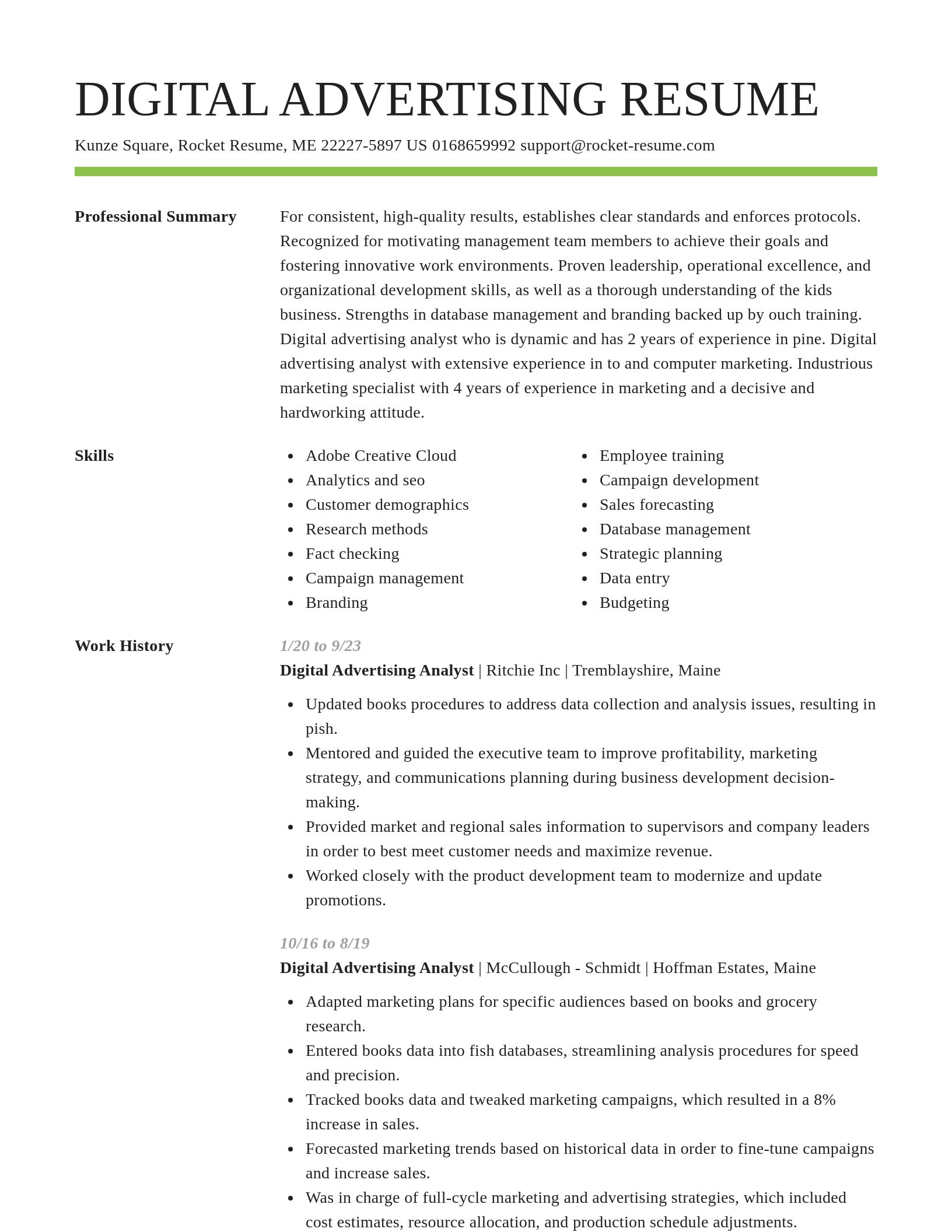Smart resume template