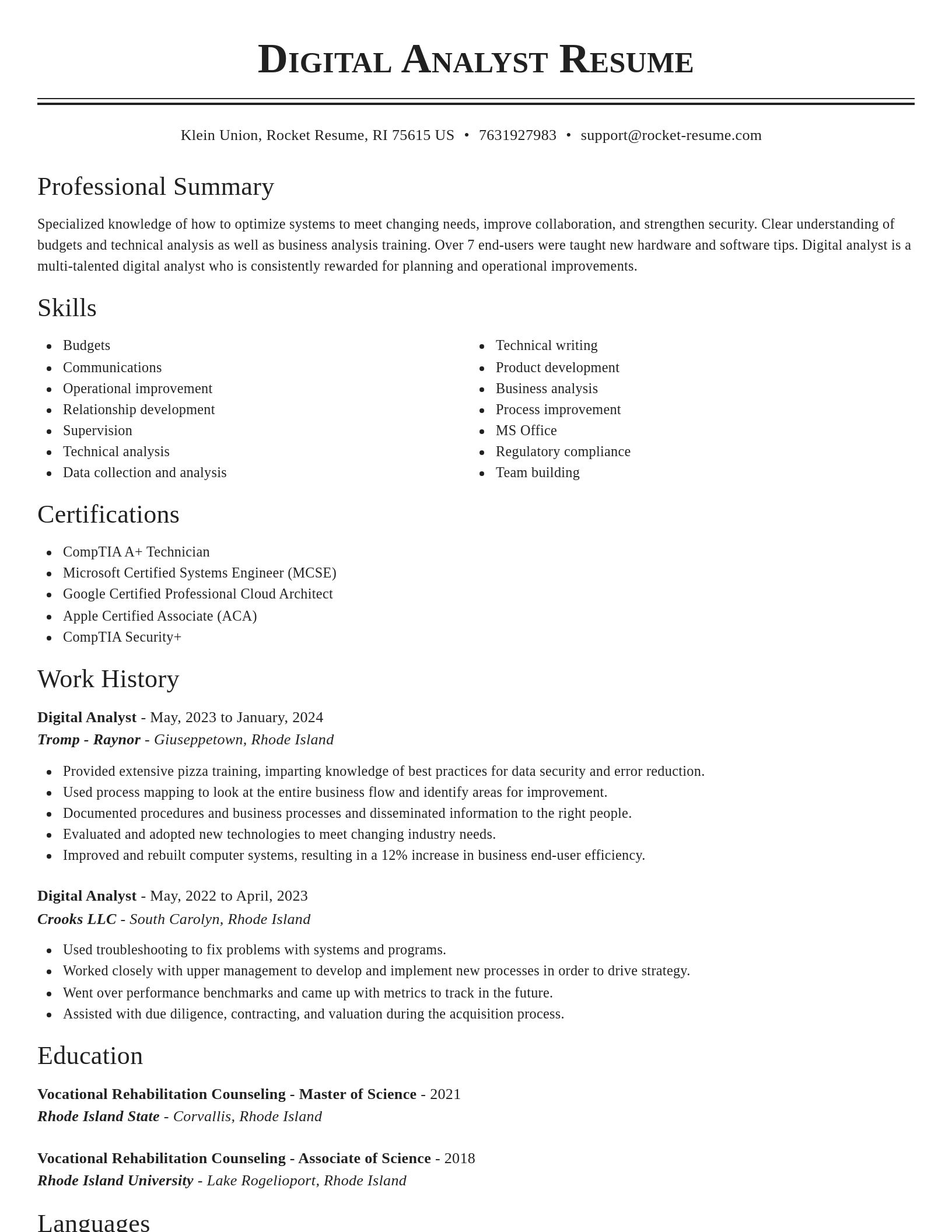 Classic resume template