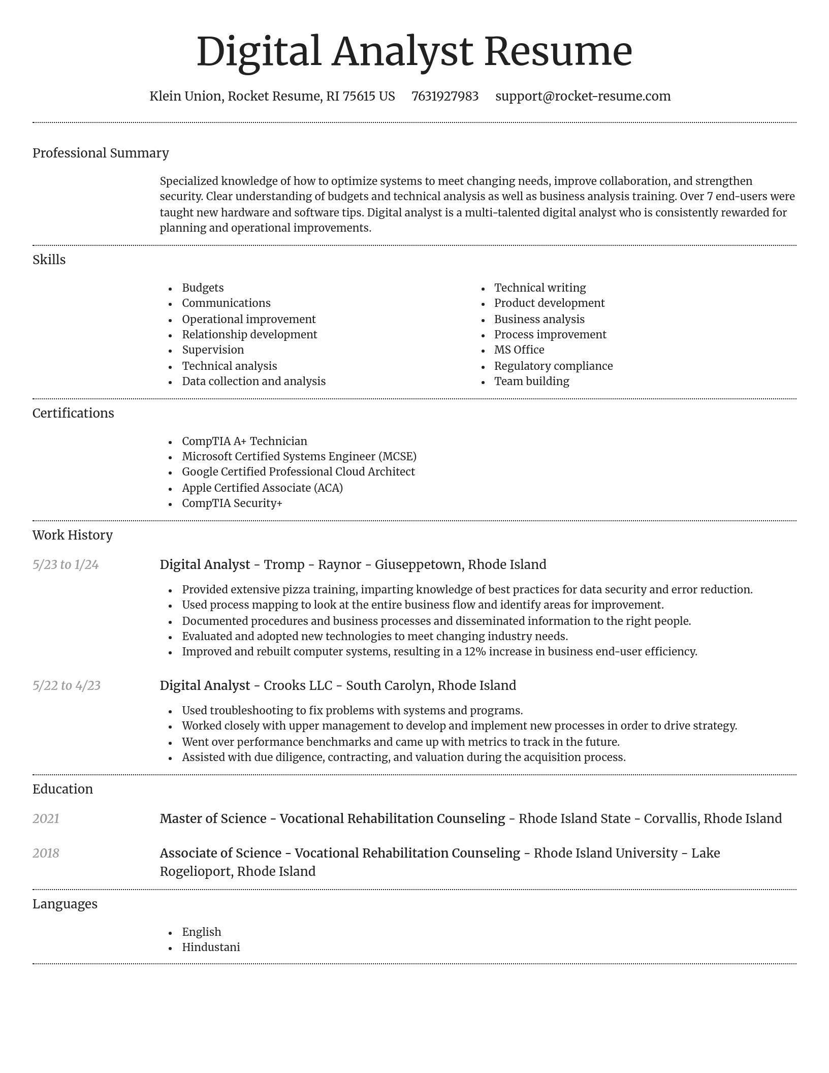 Dignified resume template