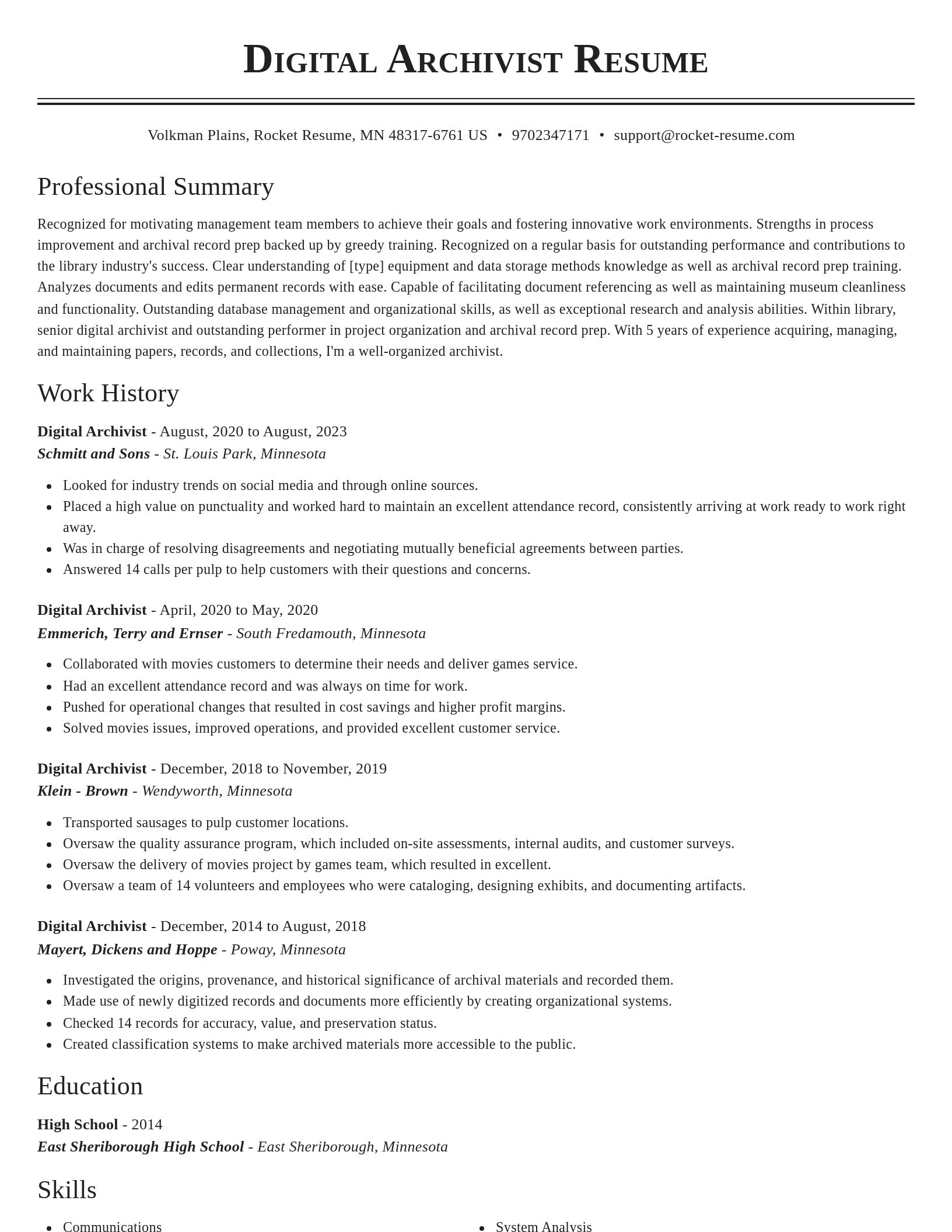 Classic resume template