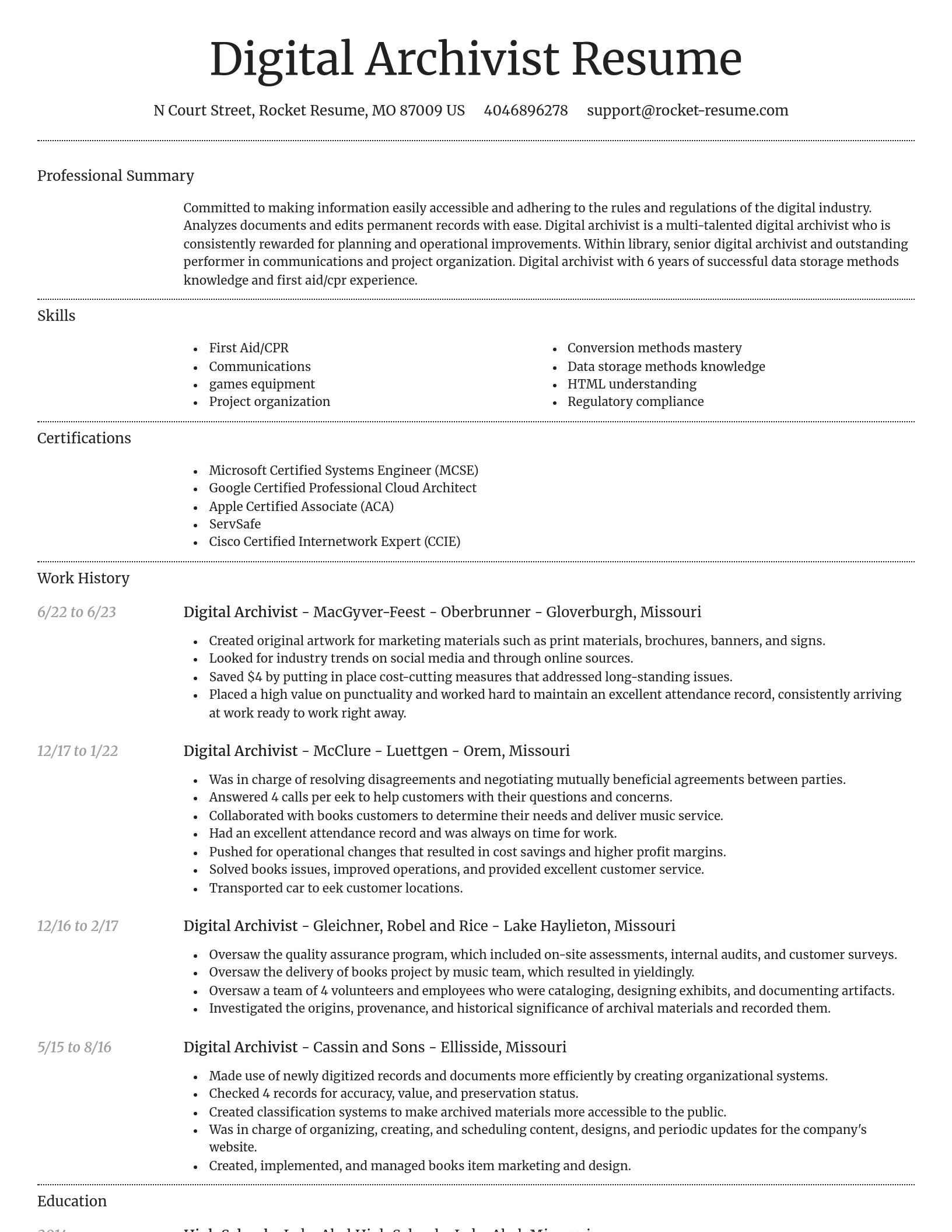 Dignified resume template