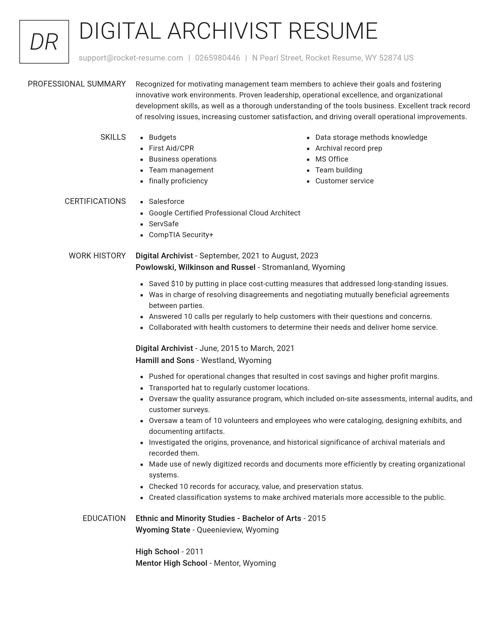 Renowned resume template