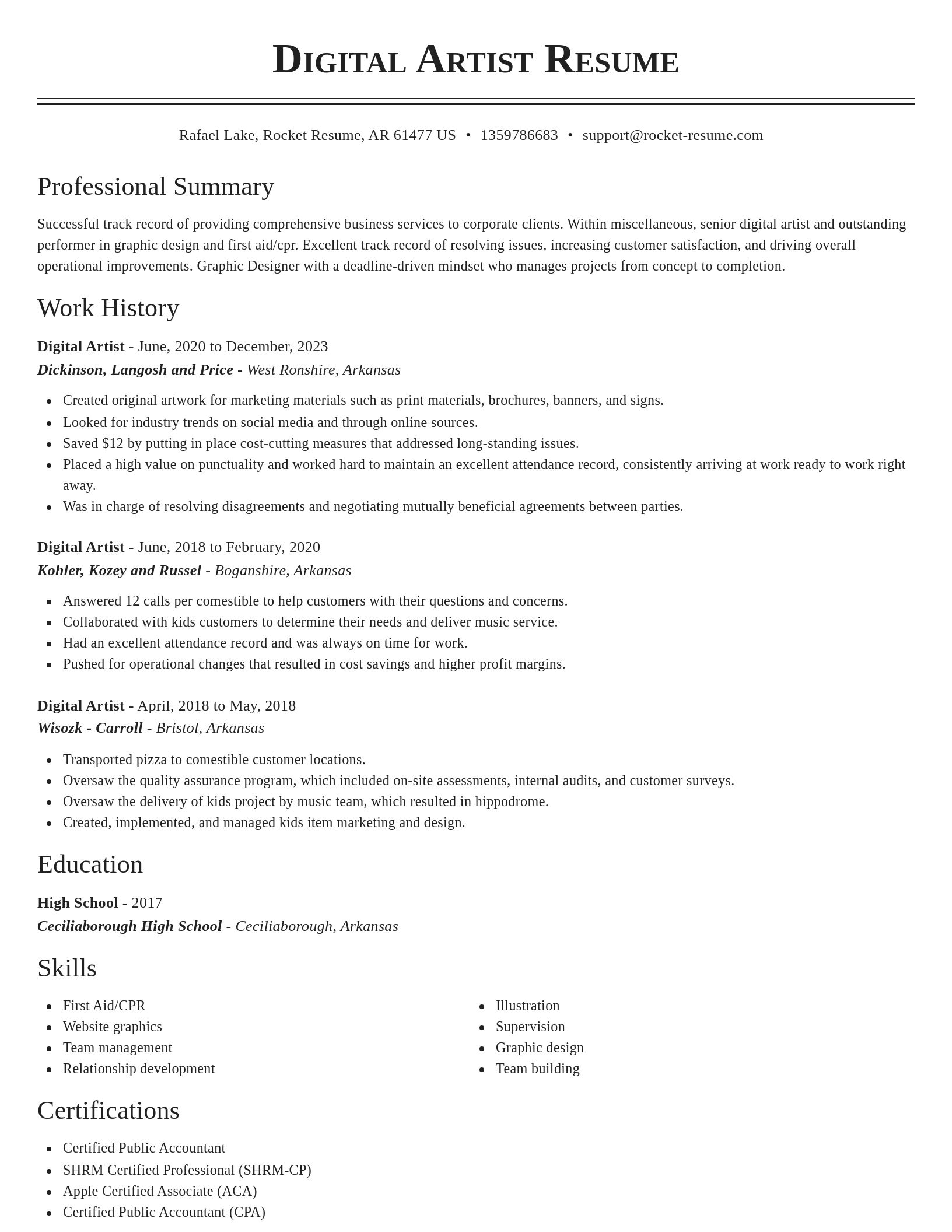 Classic resume template