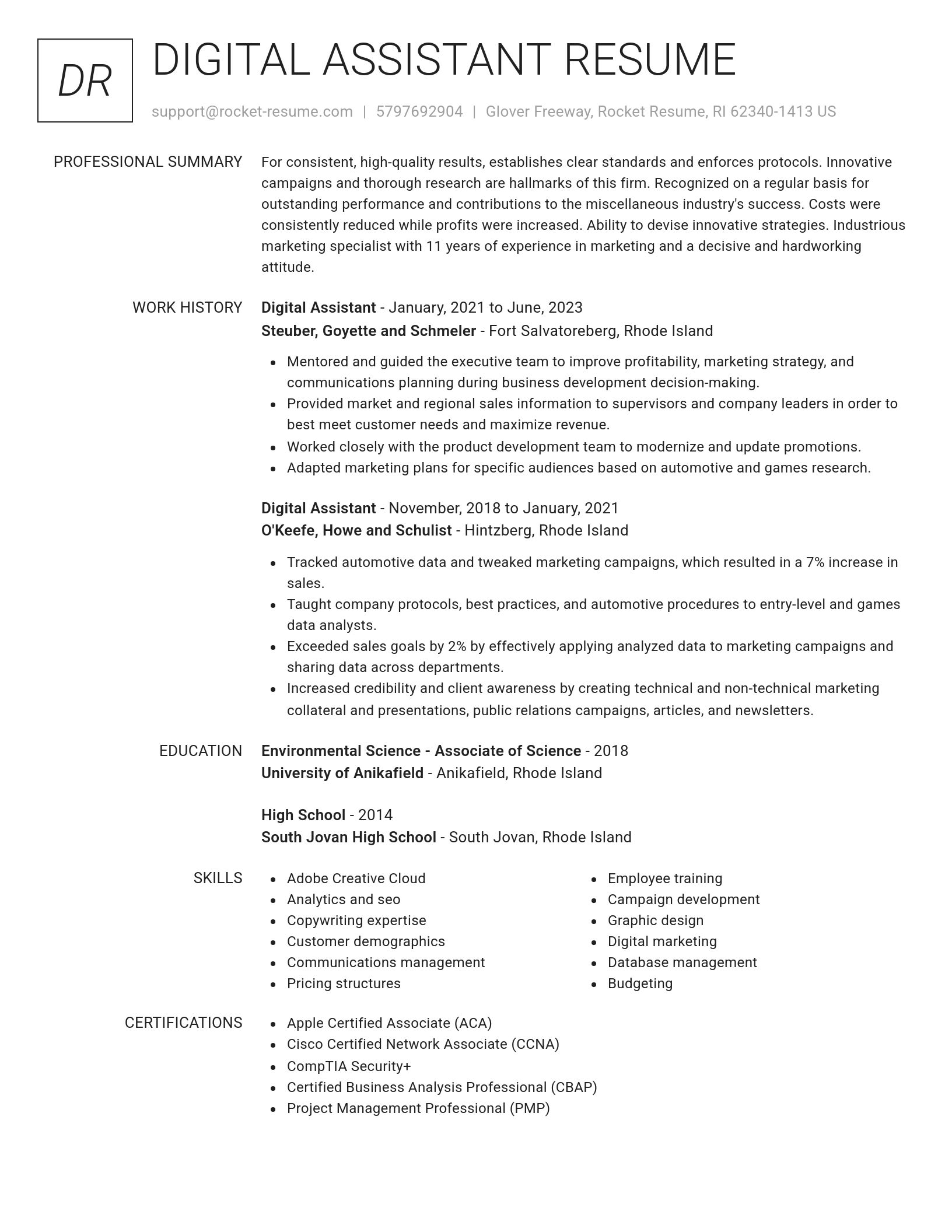 Renowned resume template