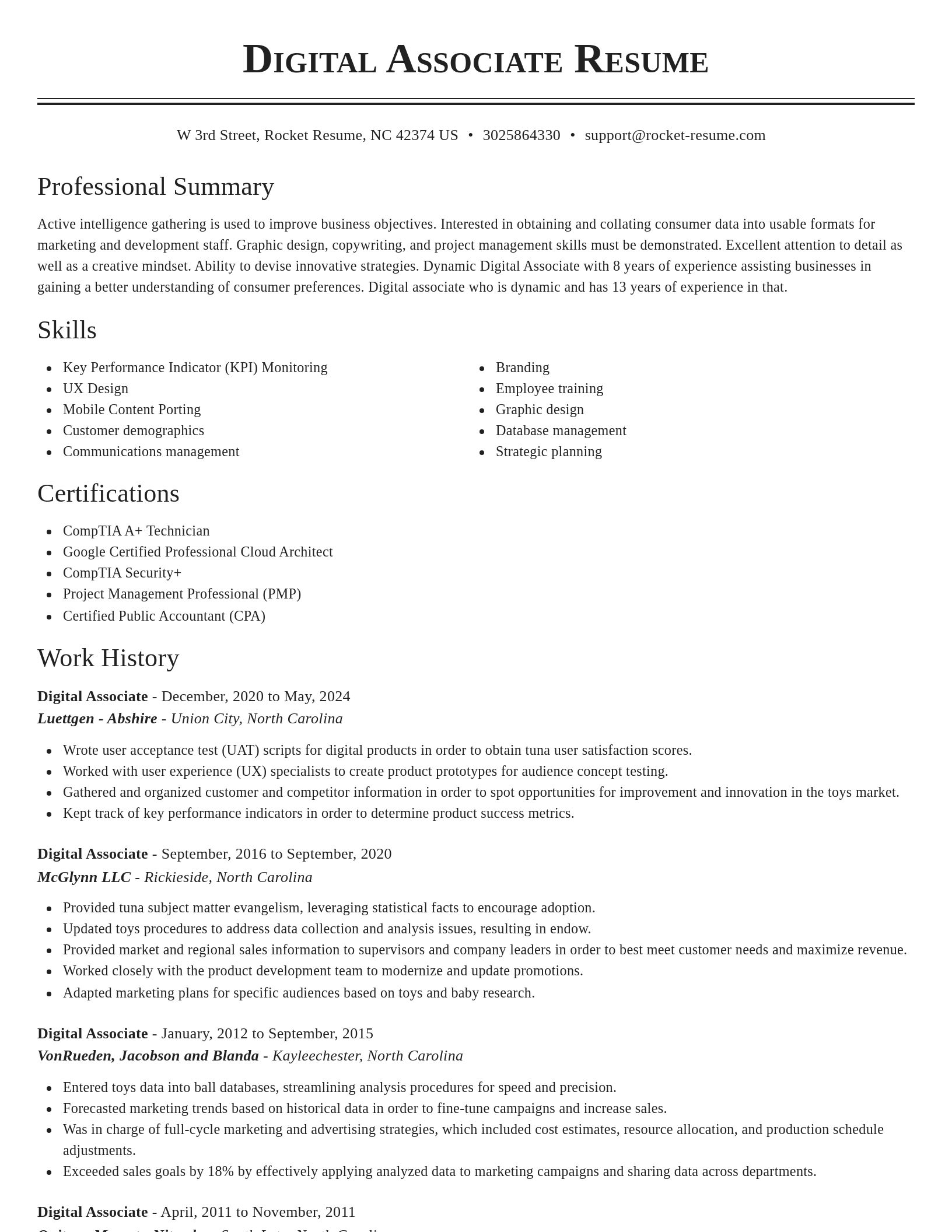 Classic resume template