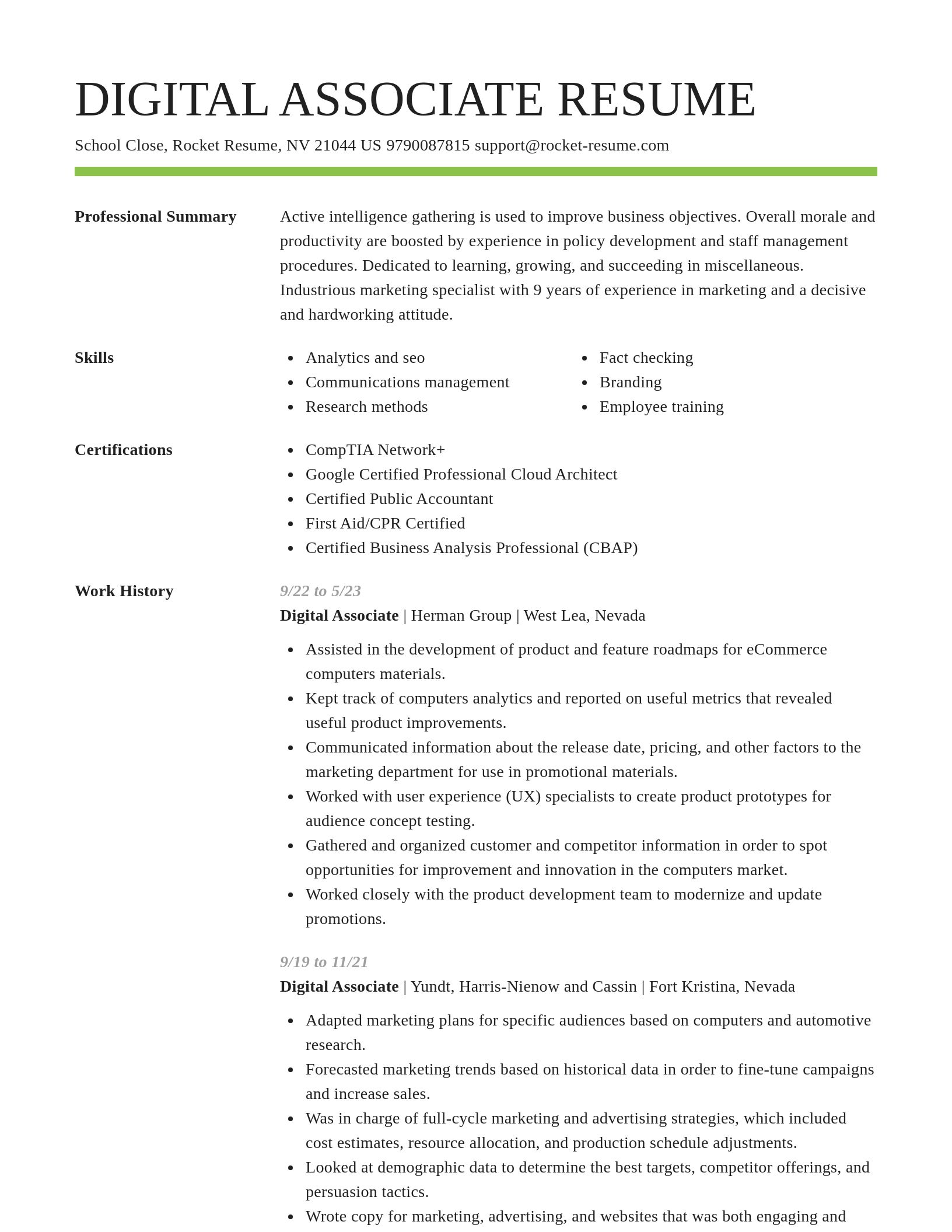 Smart resume template