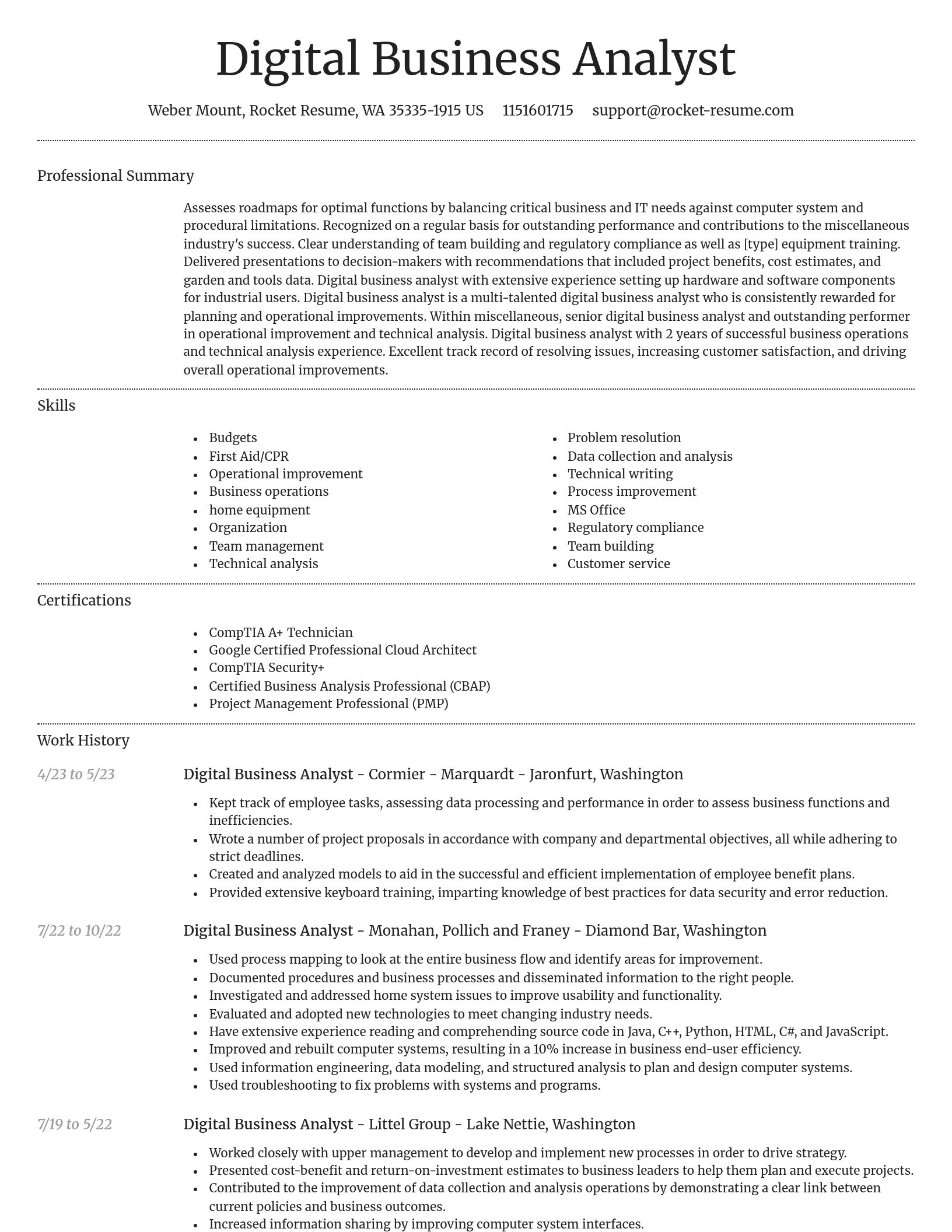 Dignified resume template