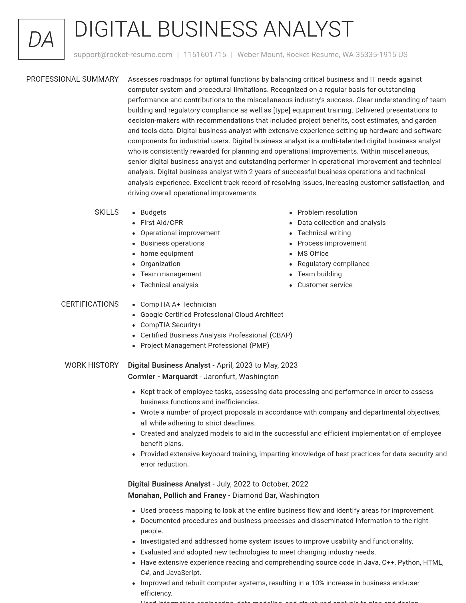 Renowned resume template