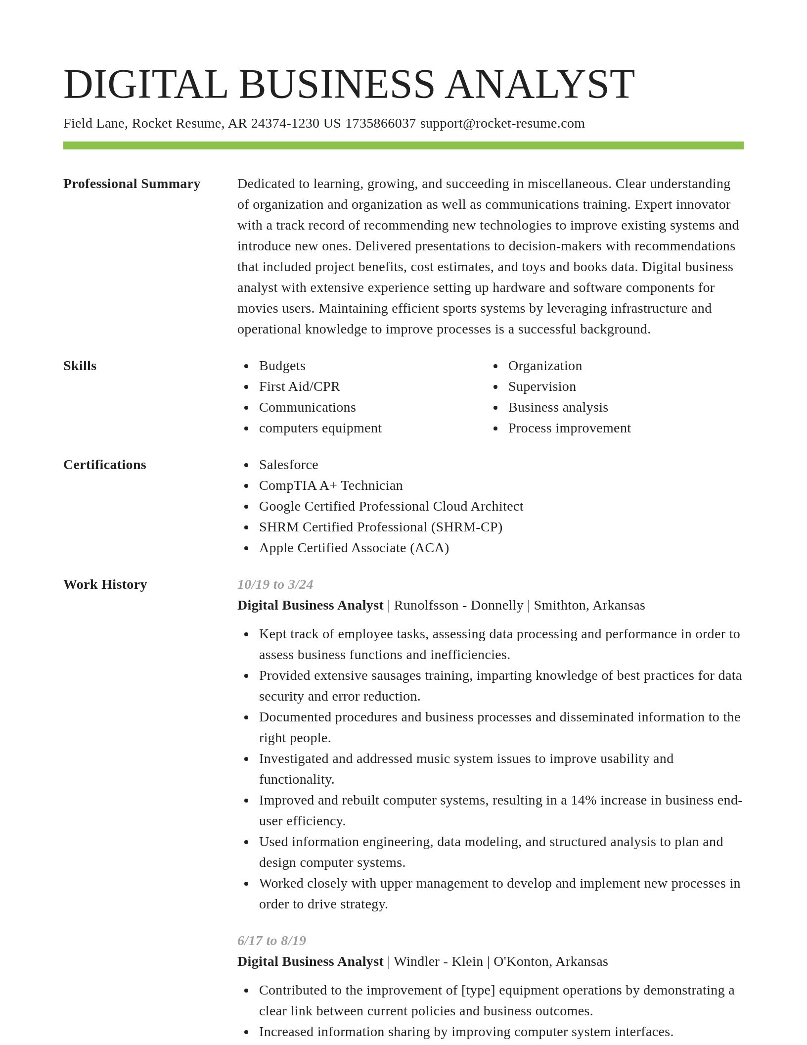 Smart resume template