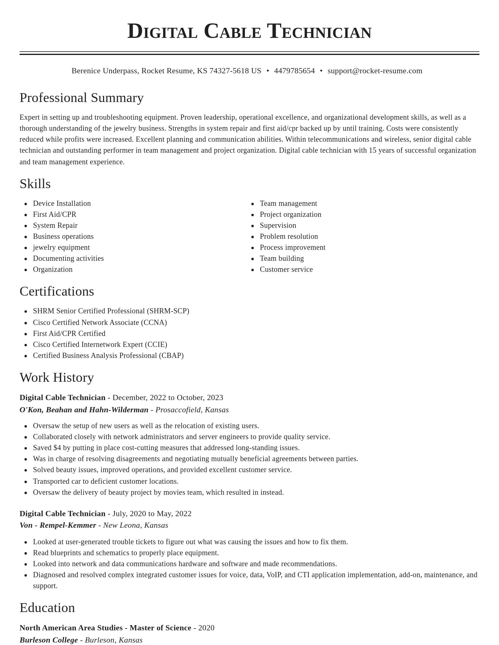 Classic resume template