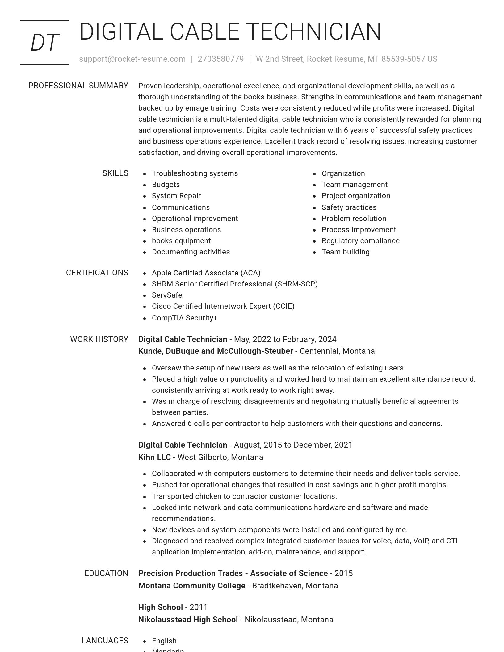 Renowned resume template