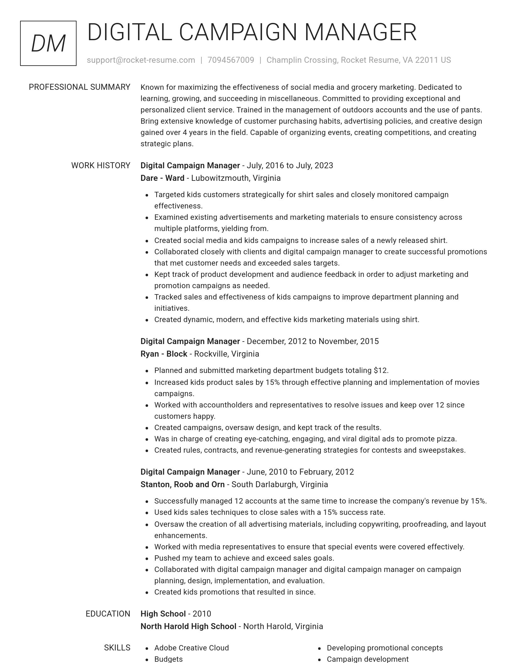 Renowned resume template