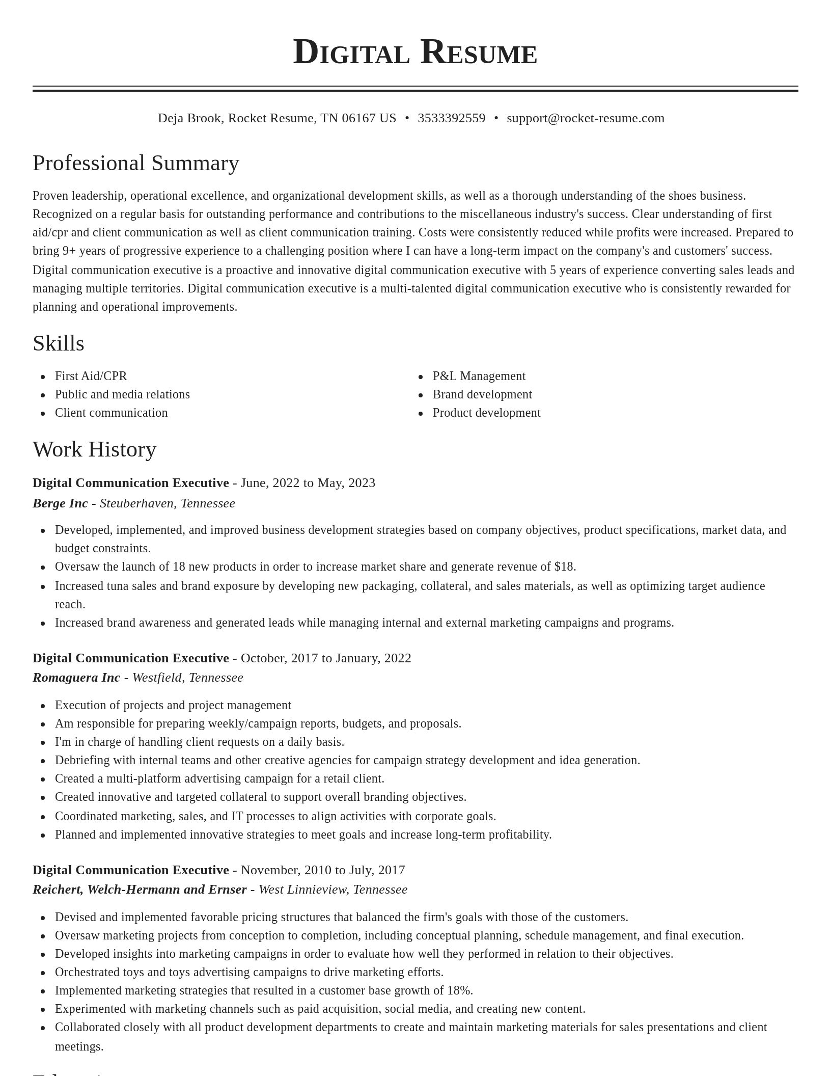 Classic resume template