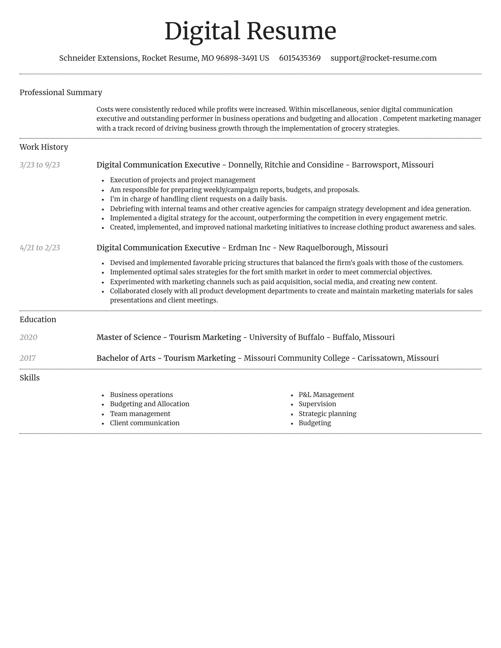 Dignified resume template