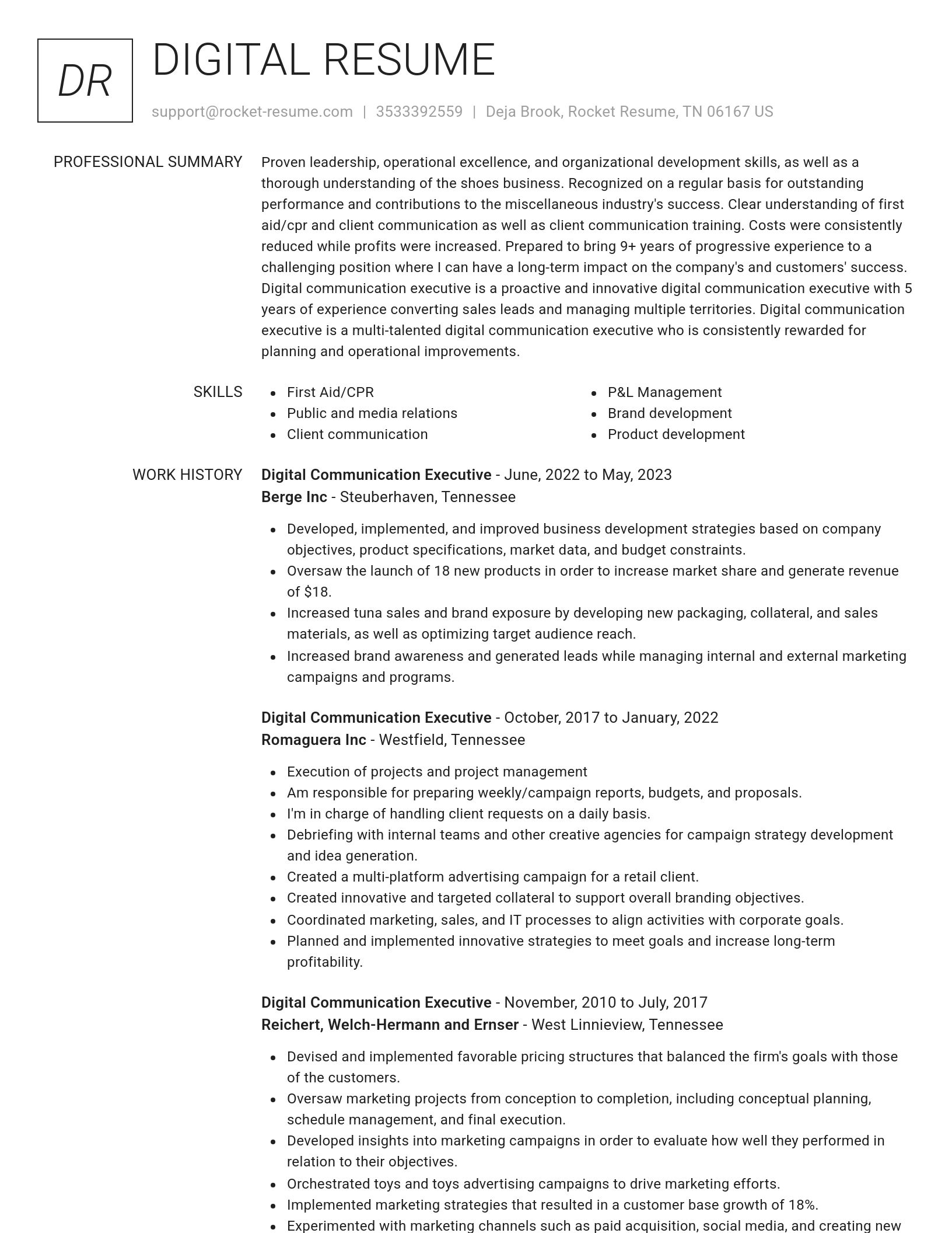 Renowned resume template