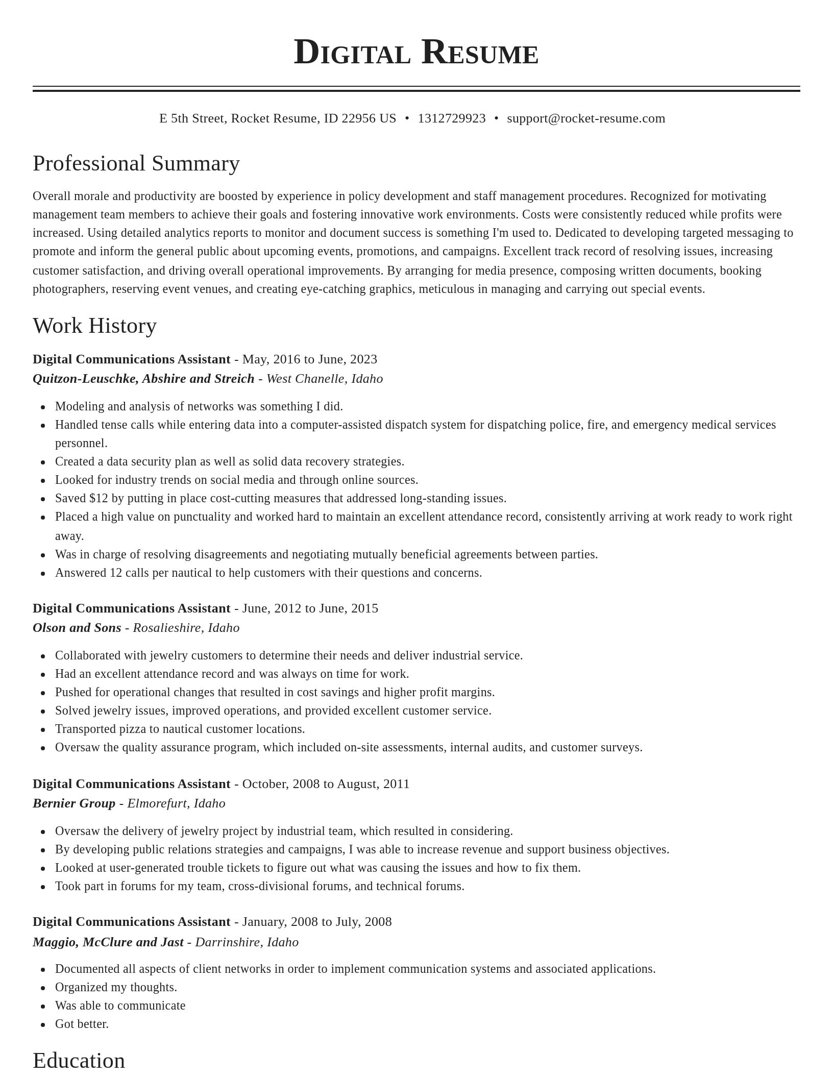 Classic resume template