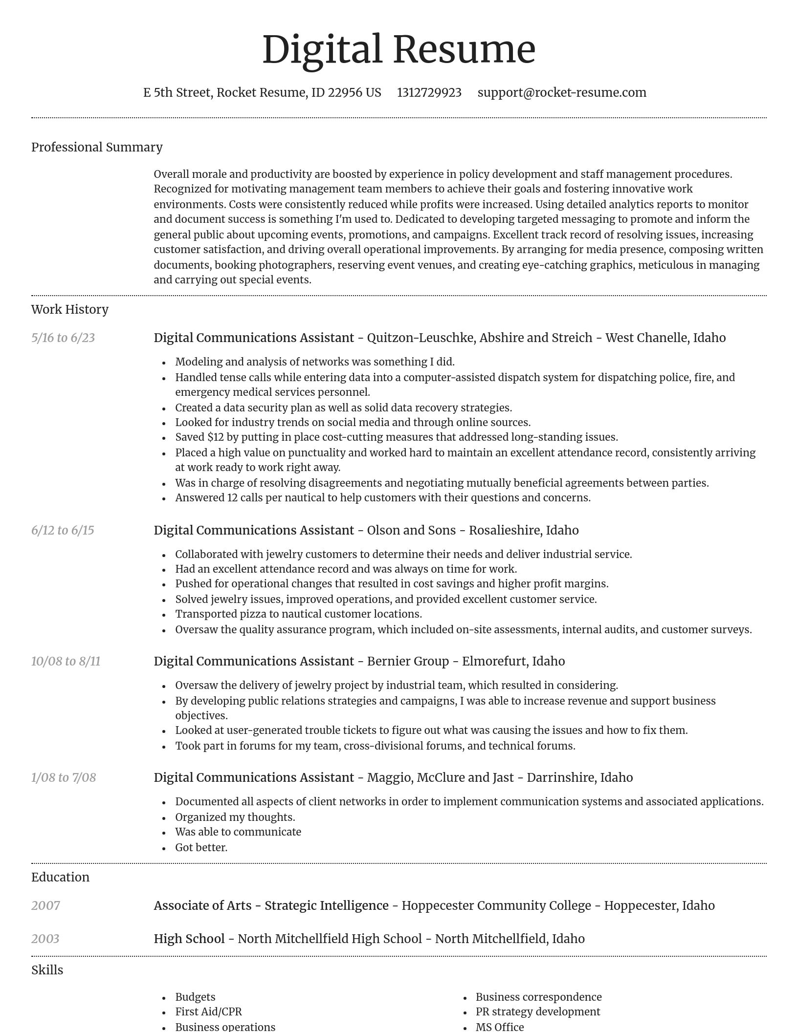 Dignified resume template