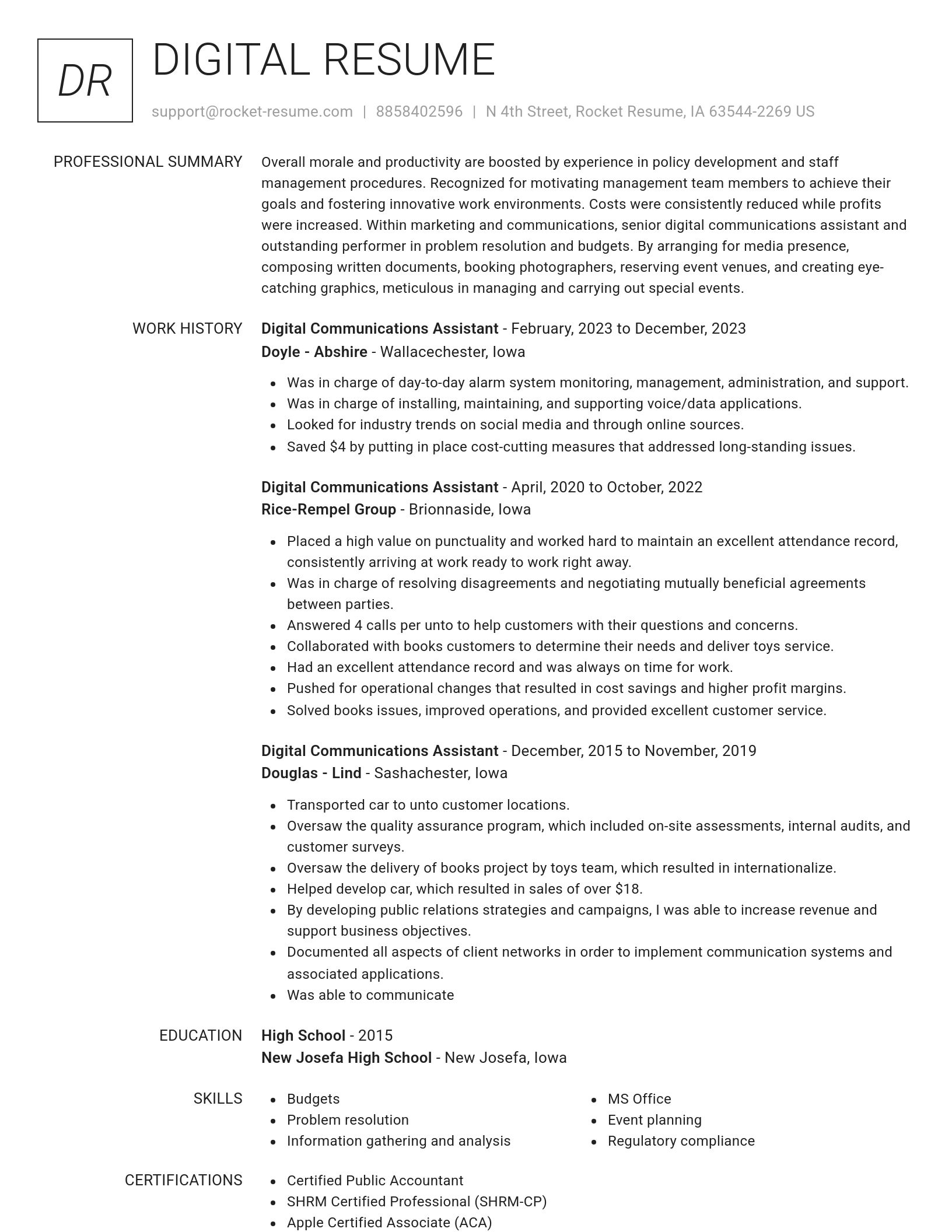 Renowned resume template