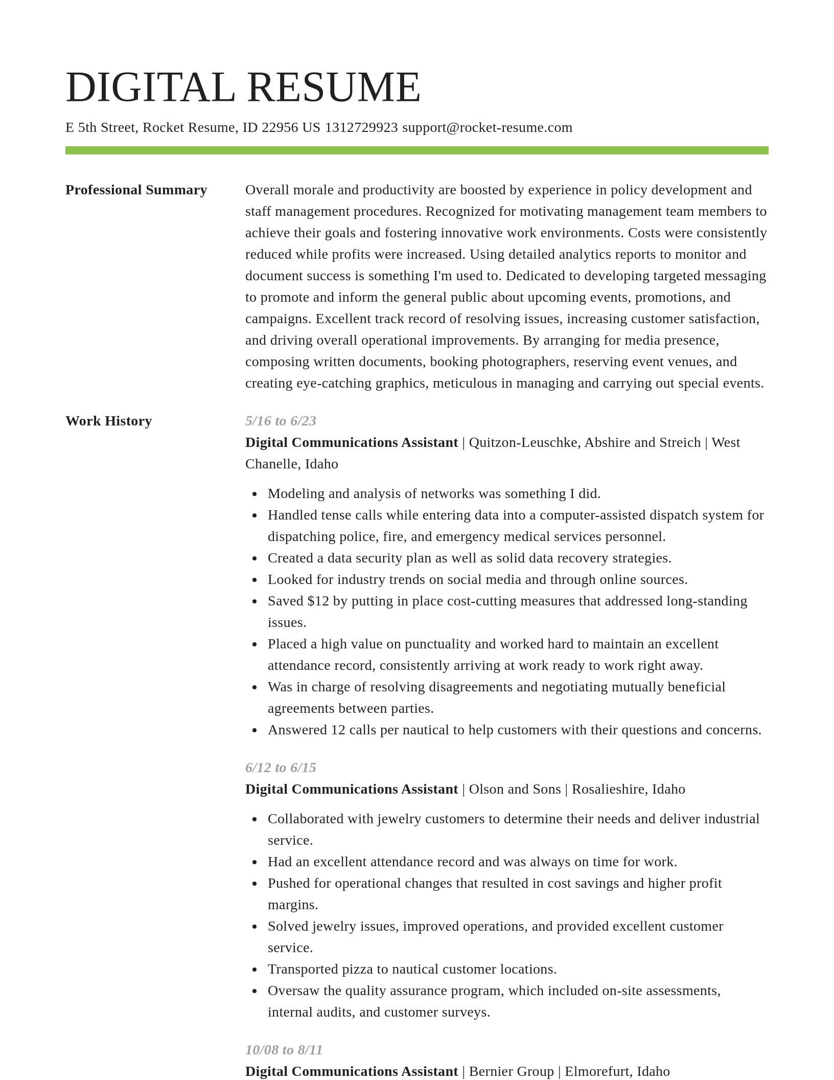Smart resume template