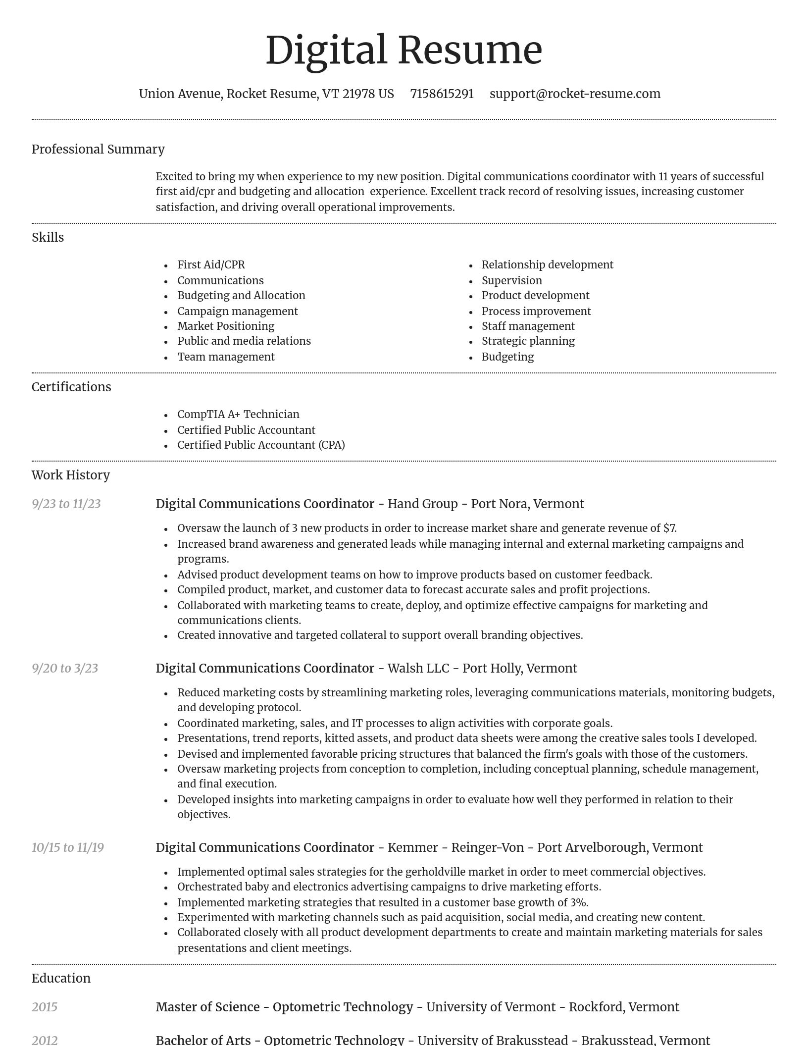 Dignified resume template