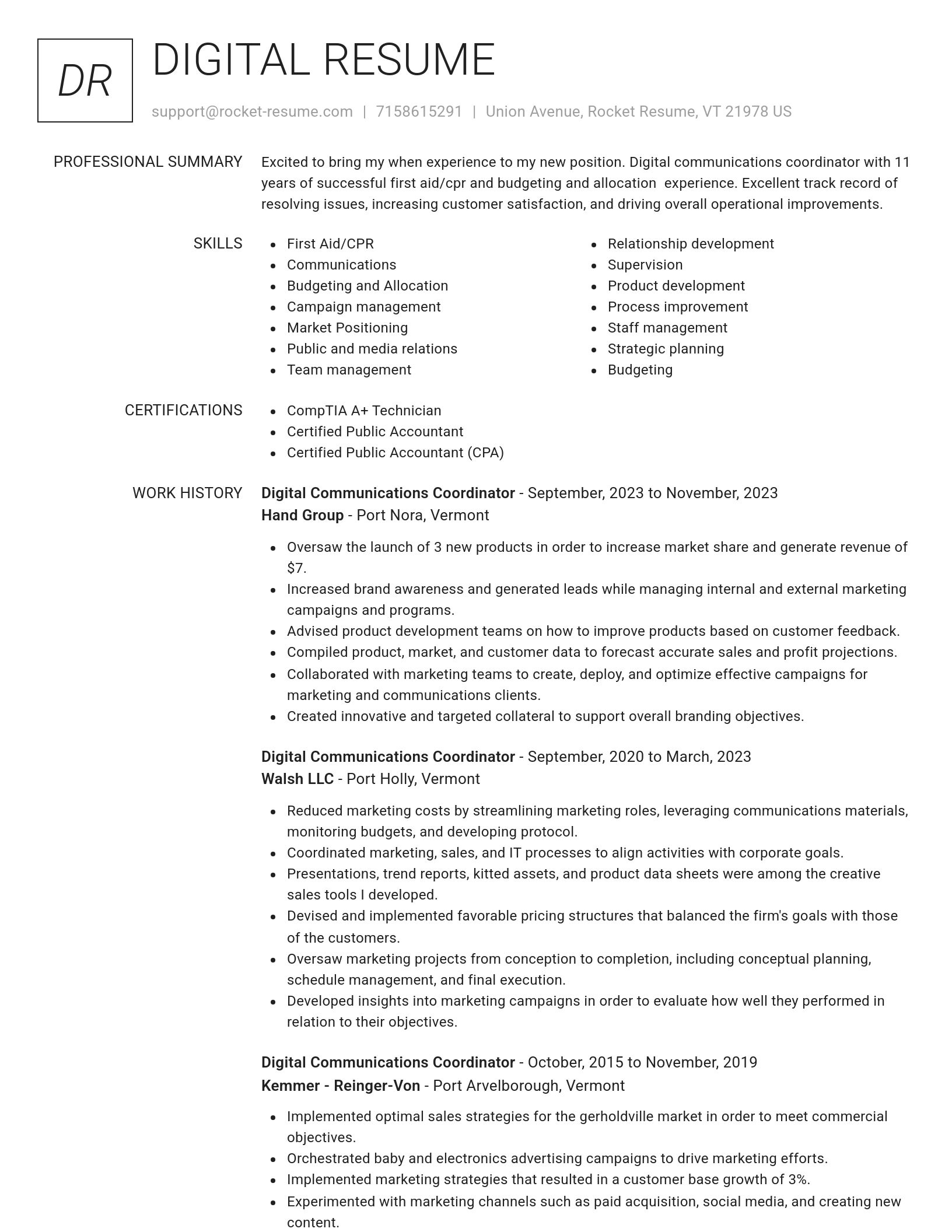 Renowned resume template