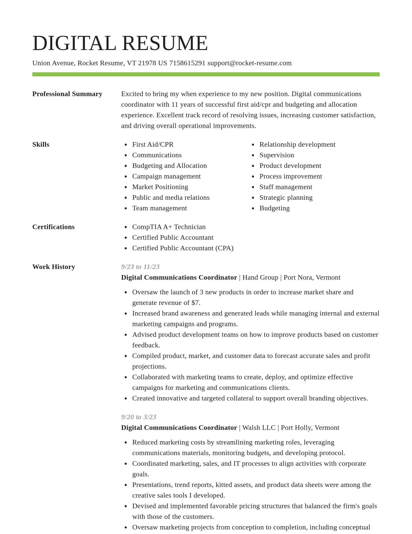 Smart resume template