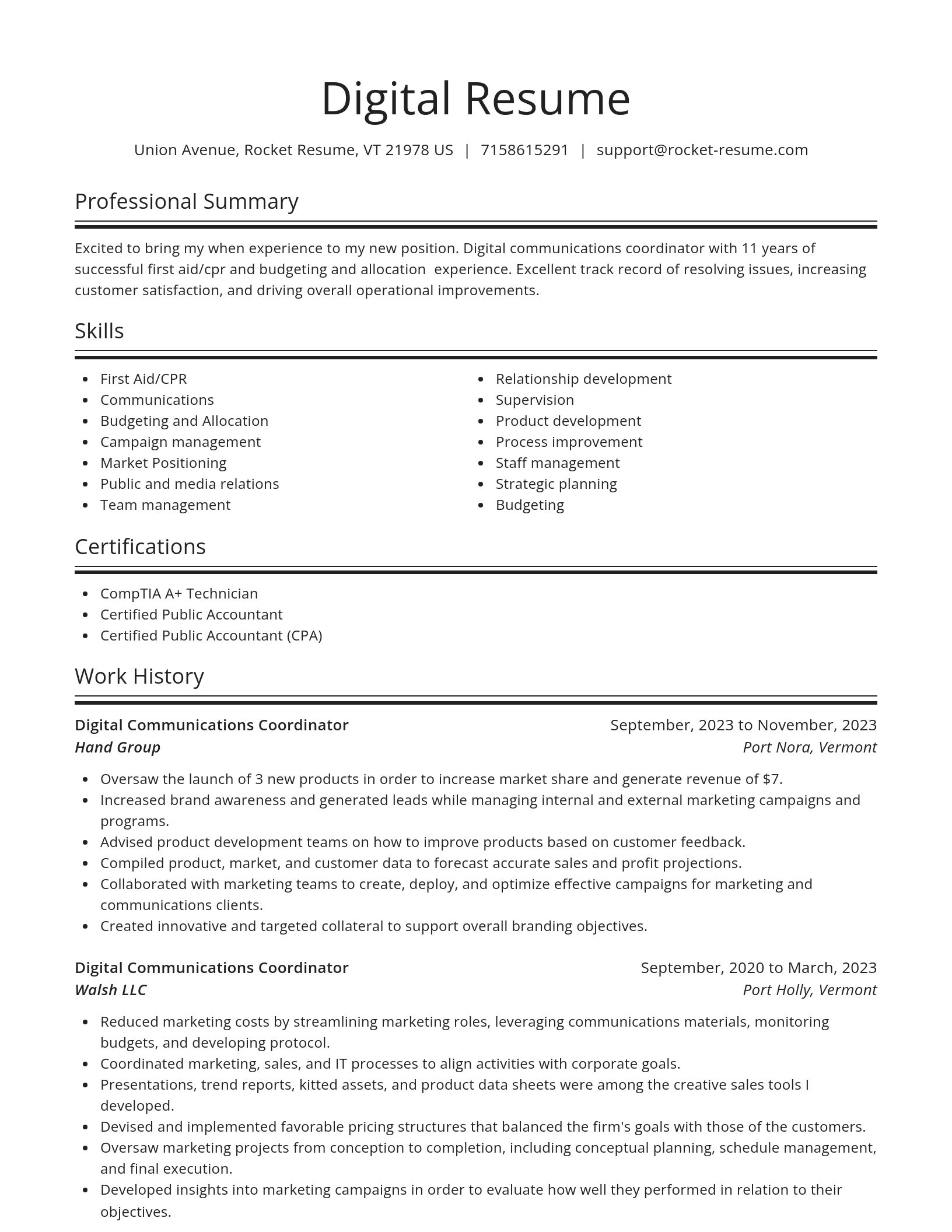 Spotlight resume template